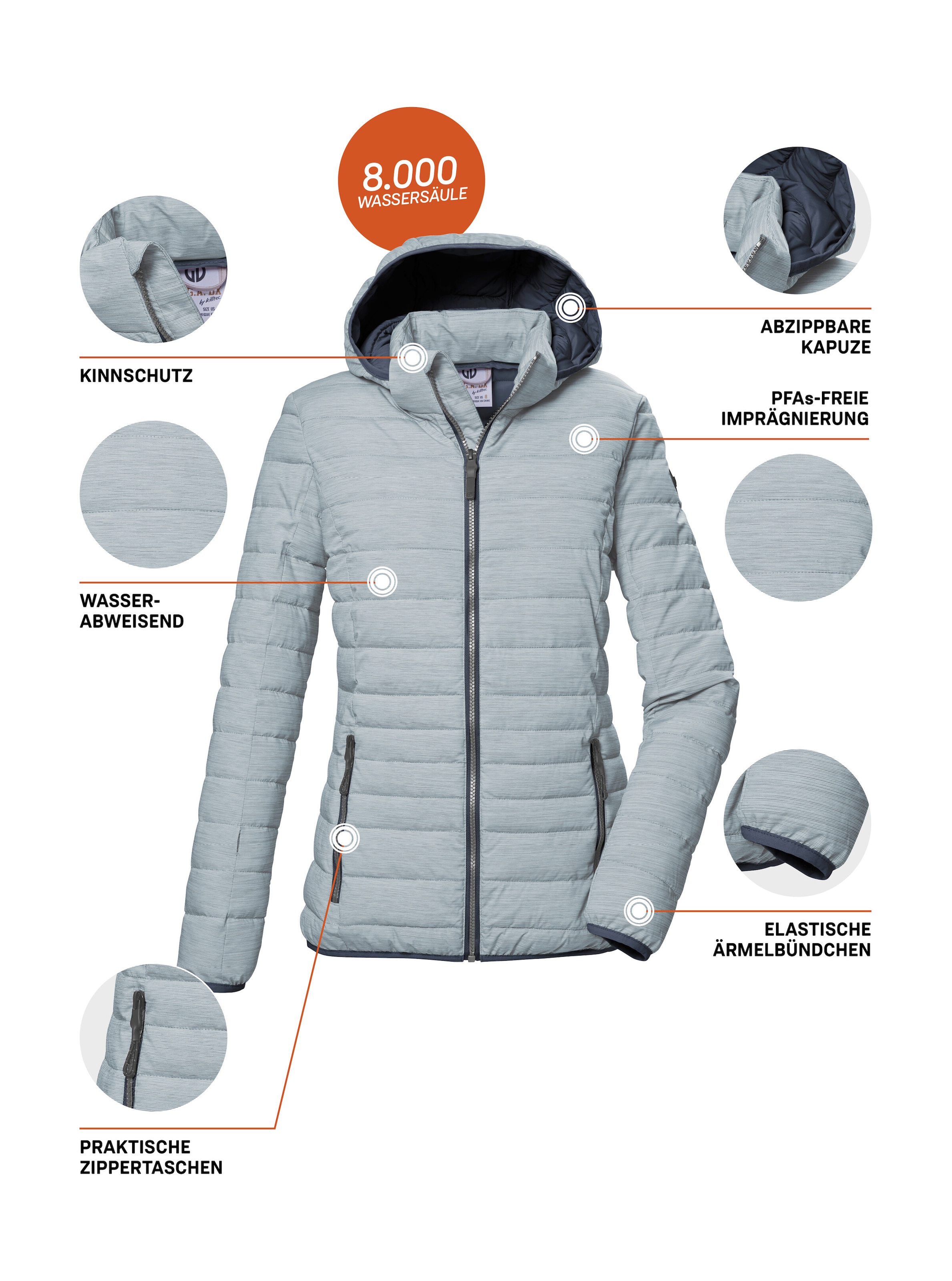 G.I.G.A. DX by killtec Steppjacke »GS 63 WMN QLTD JCKT_Uyaka«, Steppjacke: wasser- und windabweisend, atmungsaktiv, abzippbare Kapuze