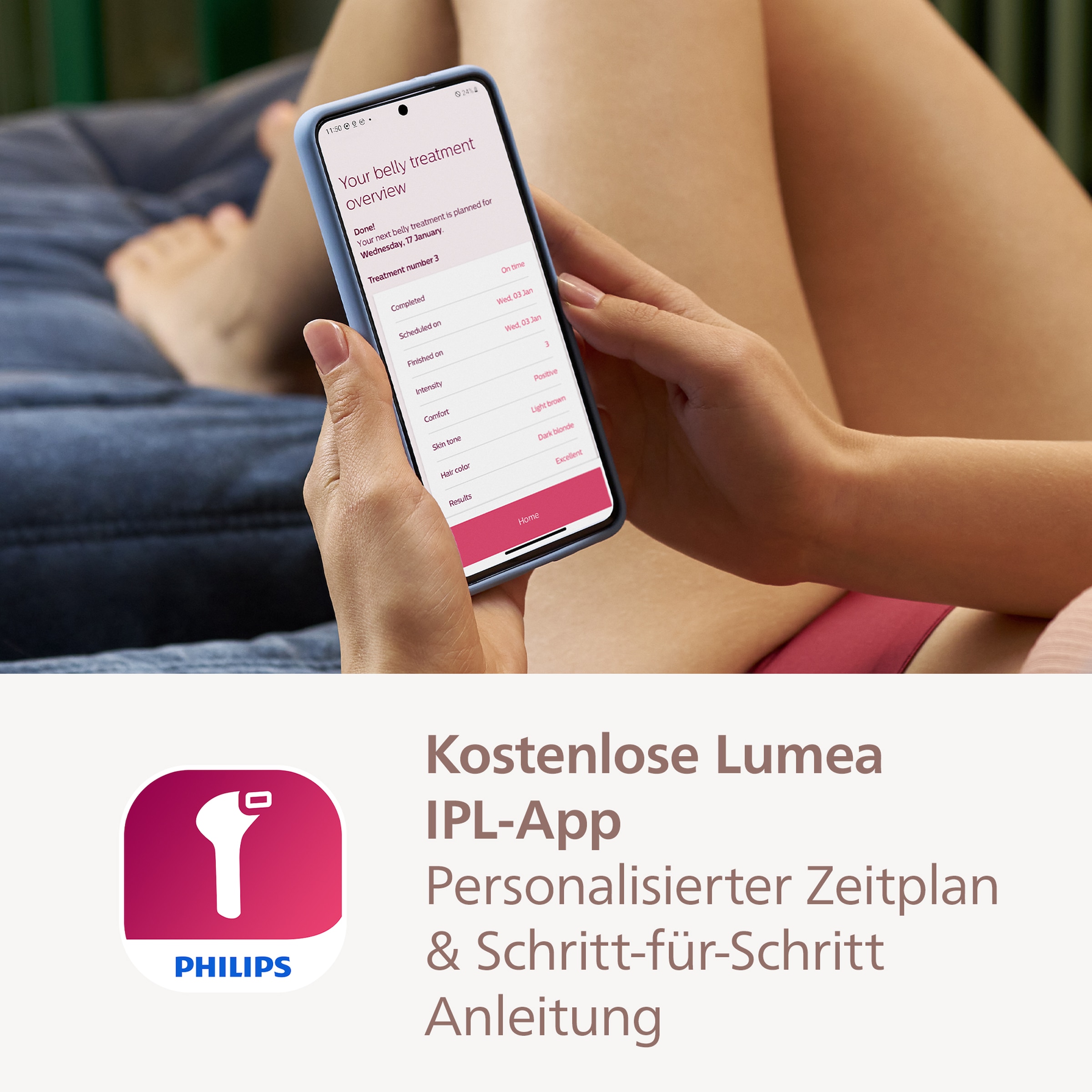 Philips Épilateur IPL »Lumea S9000 BRI955/00« 450.000 Lichtimpulse 3 Aufsätze (Körper, Gesicht und Präzisionsaufsatz), kabellos