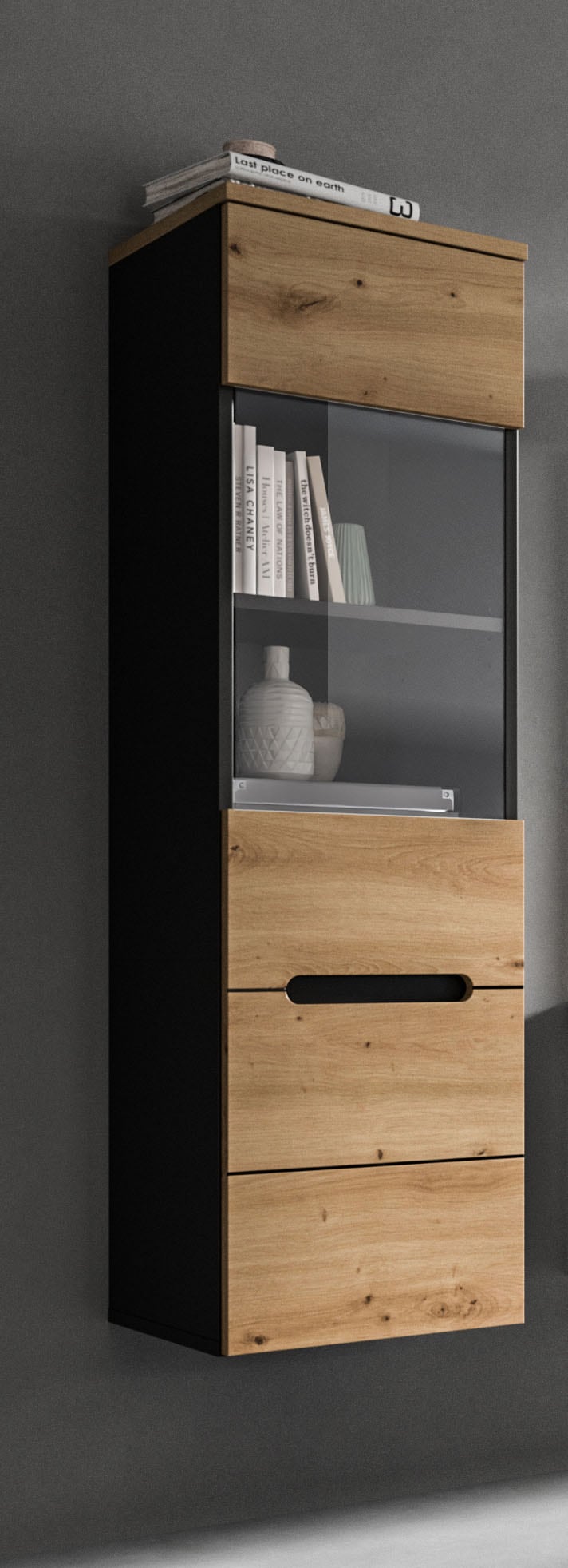 INOSIGN Vitrine »REHAT, TOPSELLER!, Höhe 125 cm, 1 Glastür, 1 Böden, 3 Fächer« stehend und hängend montierbar, 1 Stk. tlg. Vitrinenschrank, Schrank, Glasvitrine, Wohnzimmervitrine