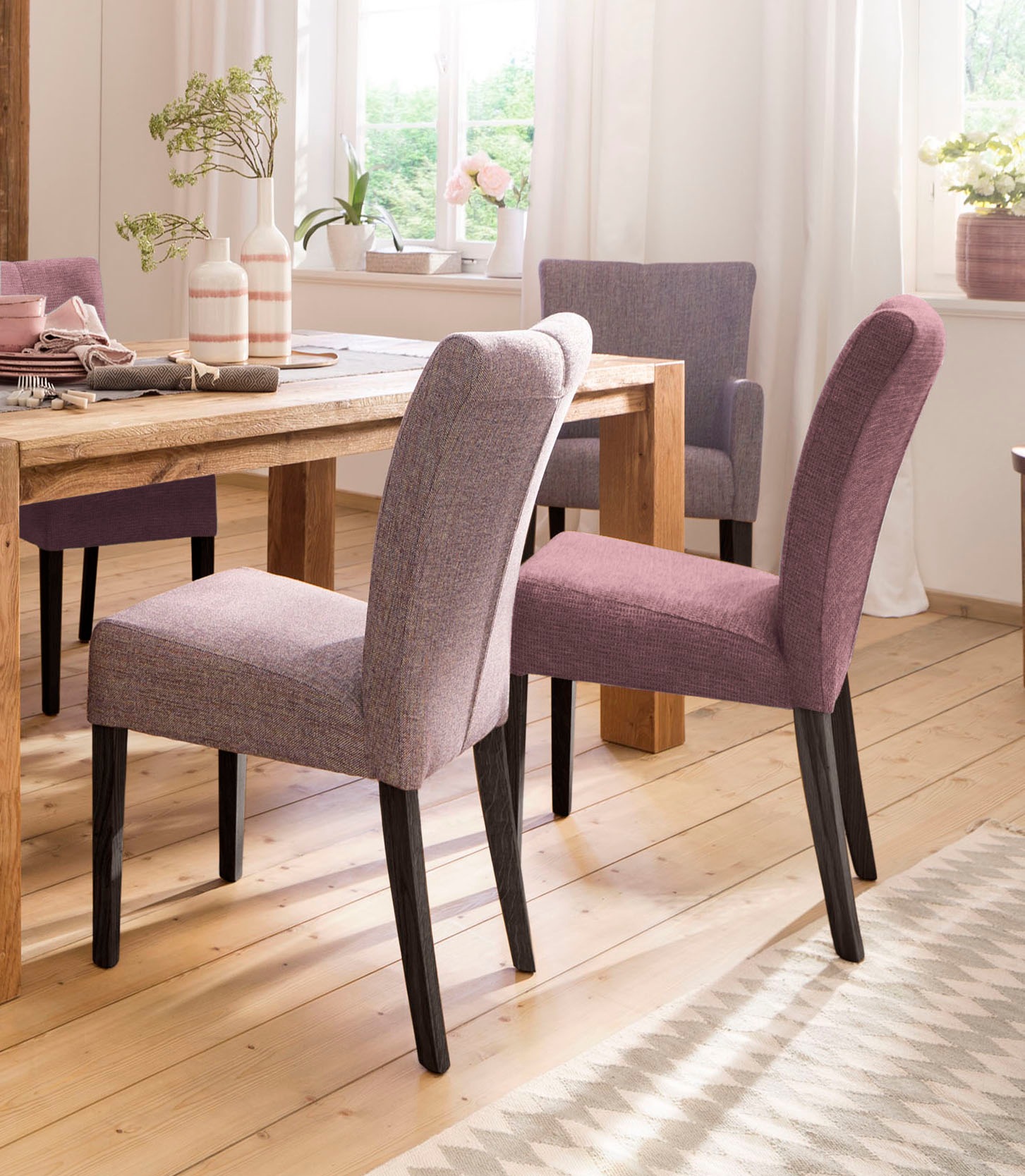 Image of Home affaire Stuhl »Queen«, (Set), 2 St., Softstruktur, Beine aus massiver Buche, wengefarben lackiert bei Ackermann Versand Schweiz