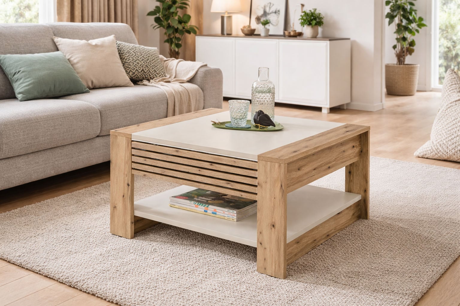 Stolkom Table basse »Feli Couchtisch B/H/T 70x42x70 cm« 1 cuis tlg. MDF, fest verleimten Stäbchen