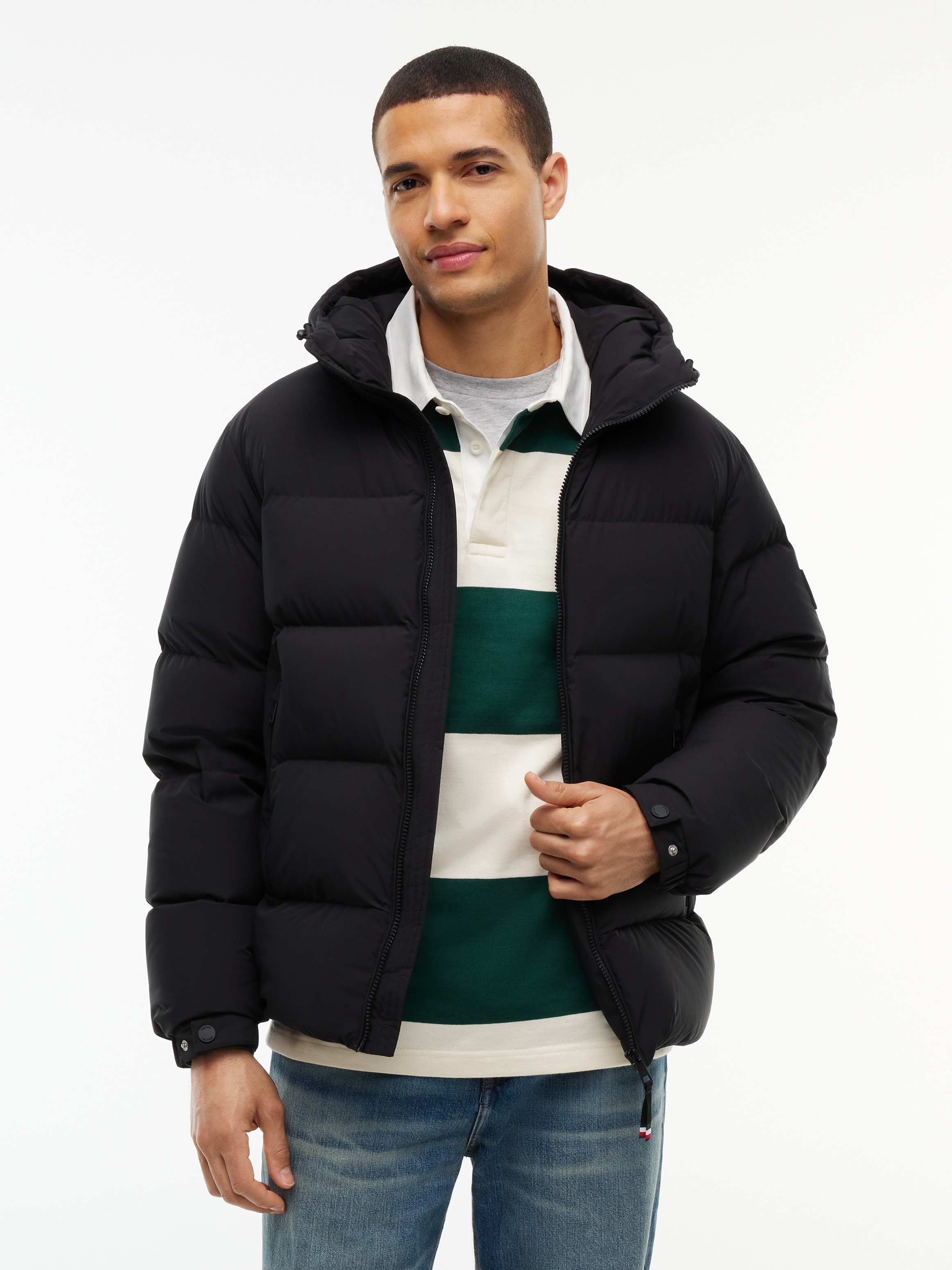 Image of Tommy Hilfiger Daunenjacke "DOWN HOODED PUFFER JKT" mit Kapuze mit Logo-Patch, mit Kapuze, mit Daunenfüllung