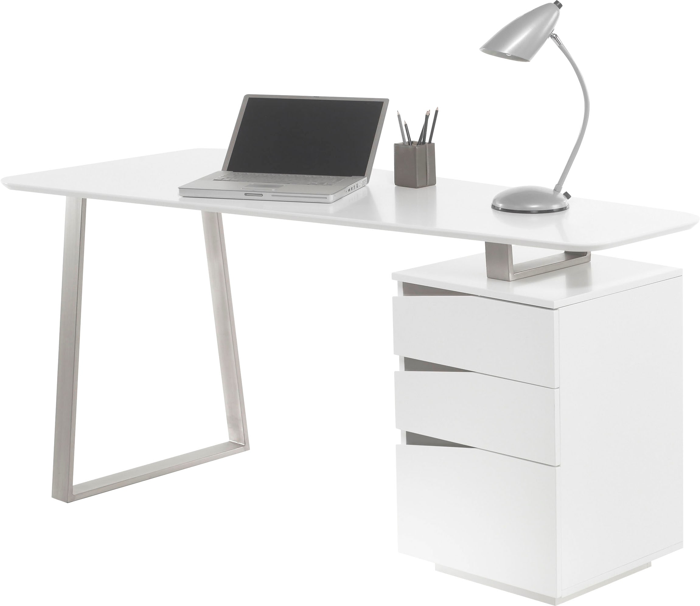 150 cm mit furniture weiss kaufen Schreibtisch jetzt lackiert, matt »Tori«, 3 MCA Schubladen, Breite