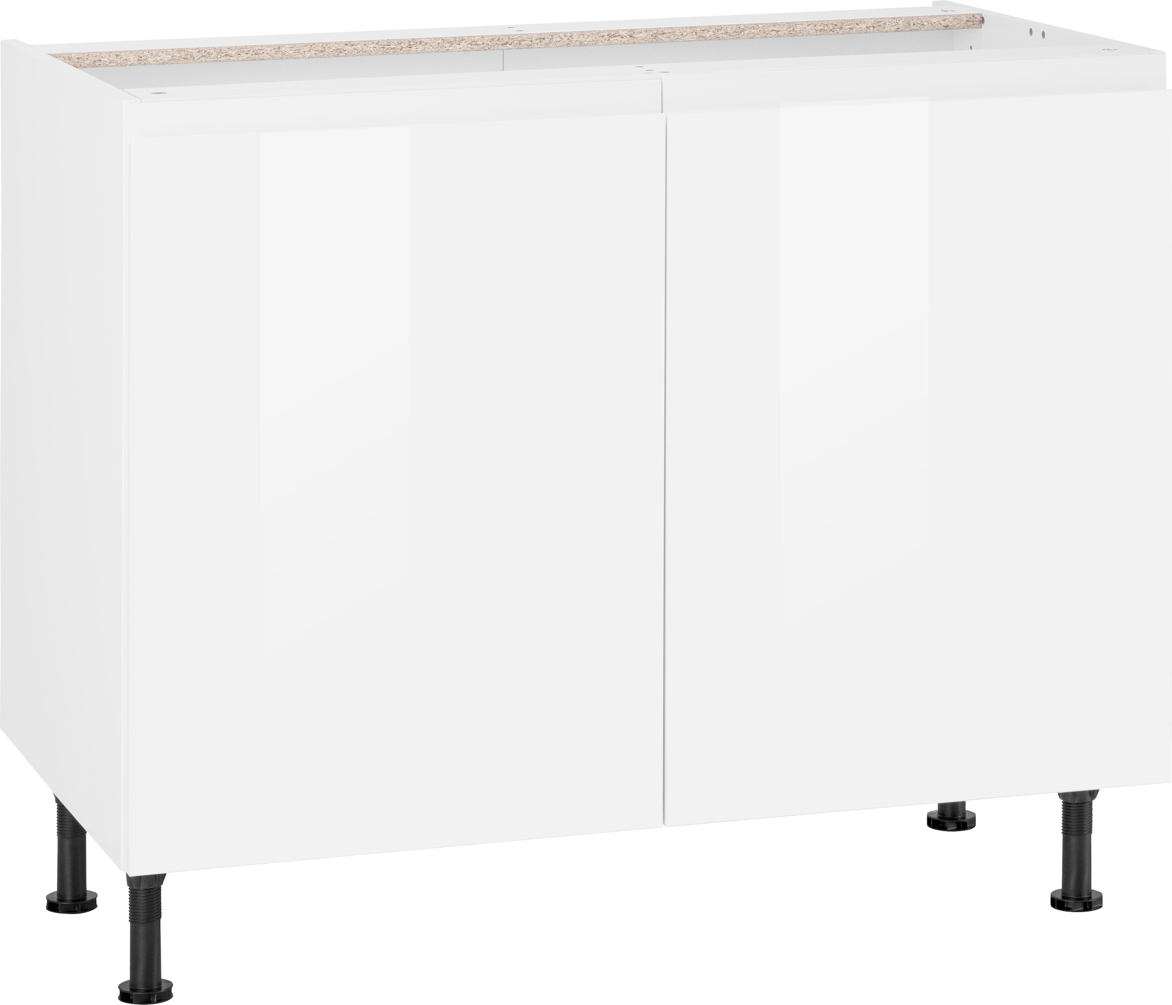 Image of KOCHSTATION Unterschrank "KS-Avio" hochwertige Hochglanz-Fronten und höhenverstellbare Füsse, Breite 100cm
