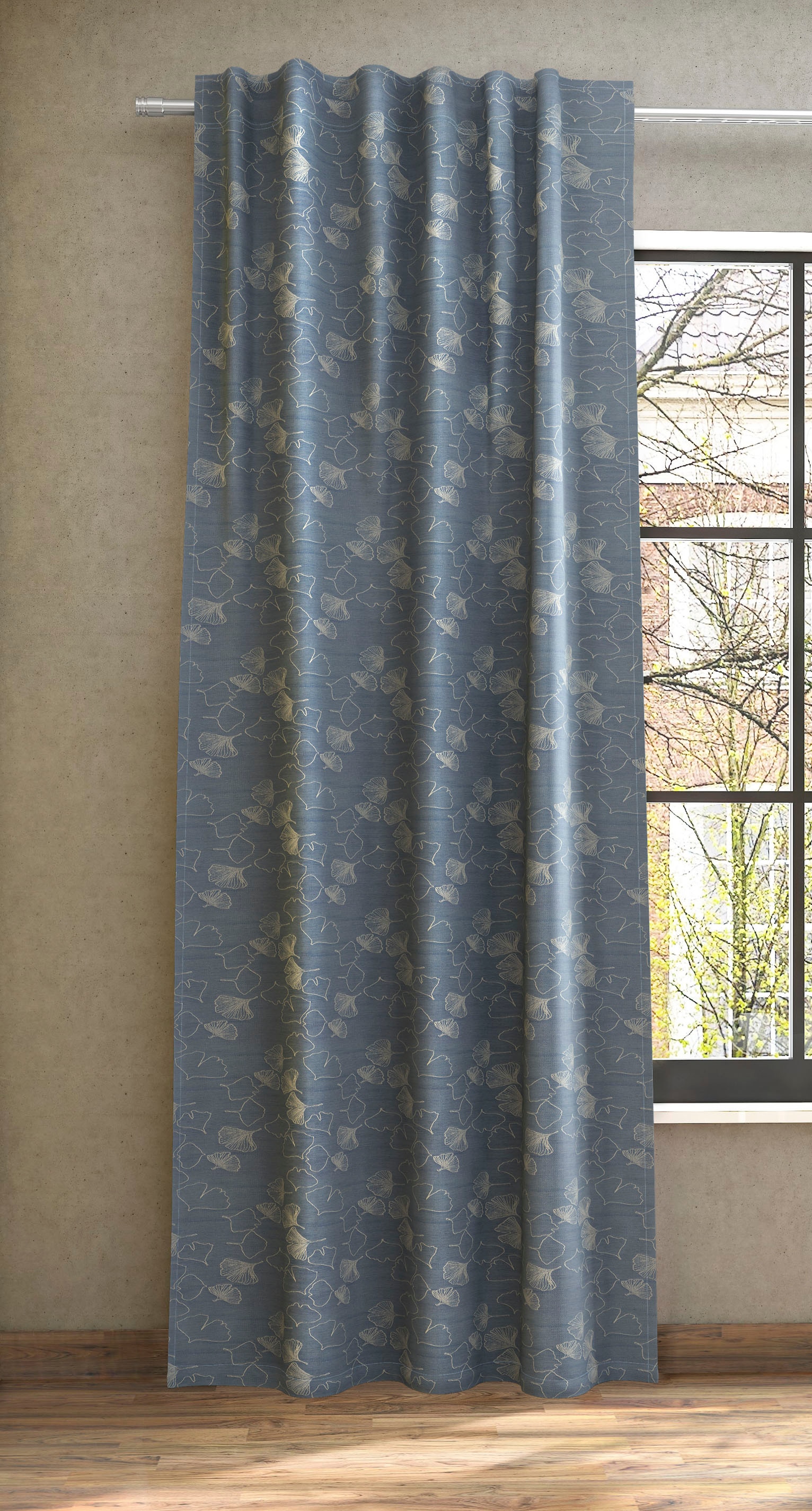 Neutex for you! Vorhang »GRACE«, (1 St.), Polyester-Leinendeko mit  filigranem Ginkgo-Motiv jetzt kaufen