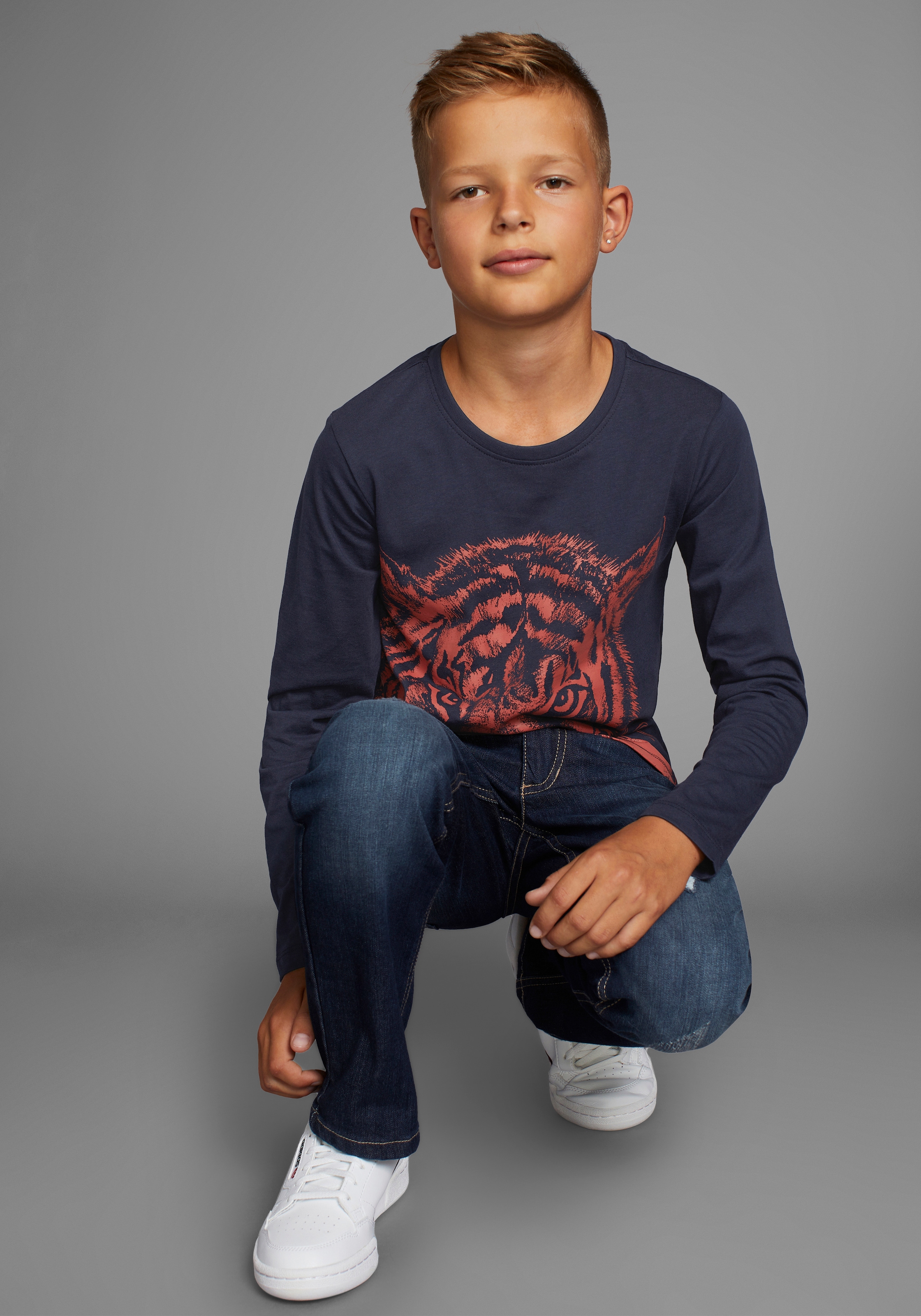 KIDSWORLD Langarmshirt »NEON TIGER«, Langarm, Basic-Passform, mit trendigem Druck, Rundhalsausschnitt