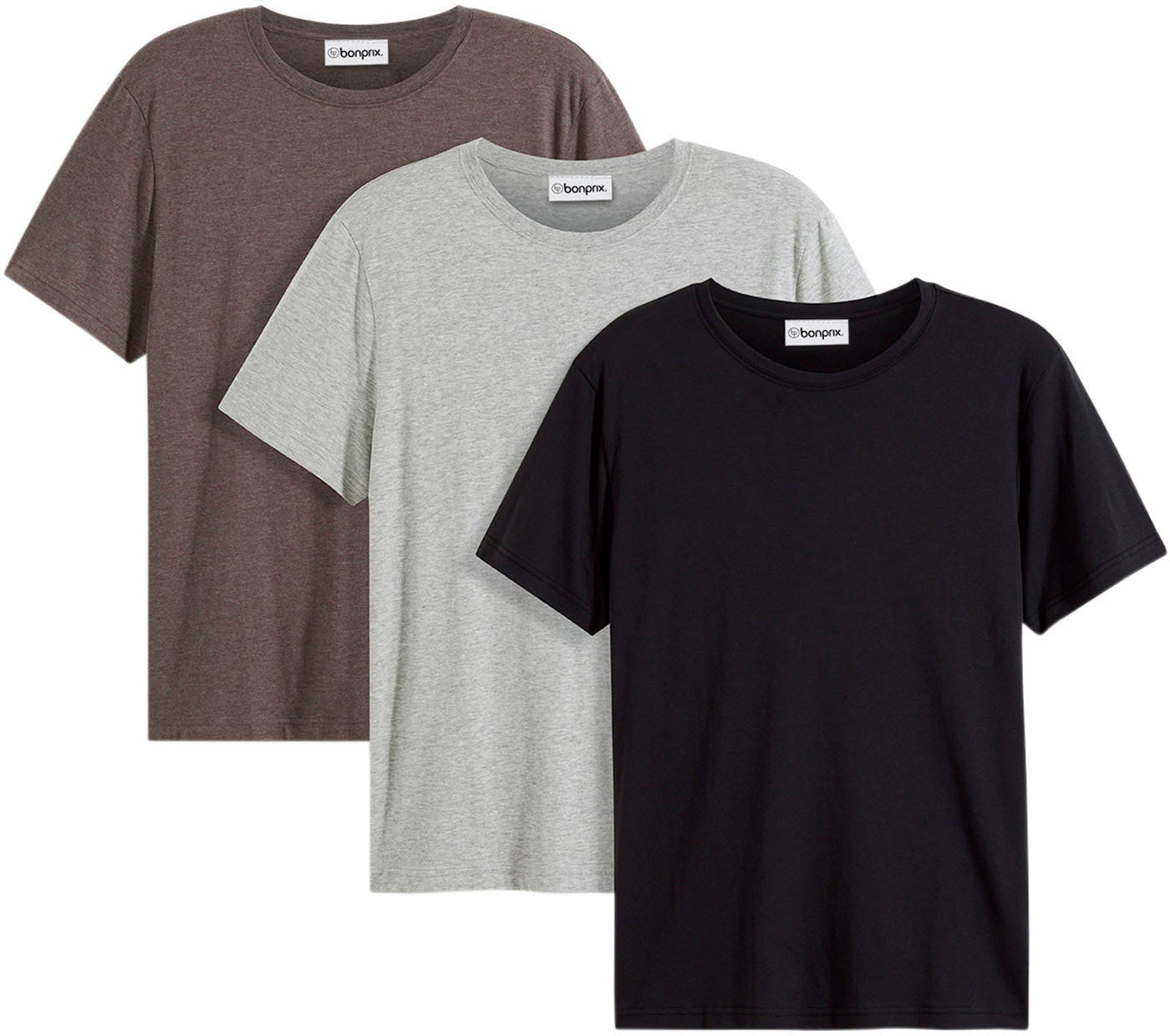 Image of bonprix T-Shirt "T-Shirt (3er Pack)" Packung, 3 Stk. bequemer Regular Fit, Rundhalsausschnitt, leichte Stoffqualität