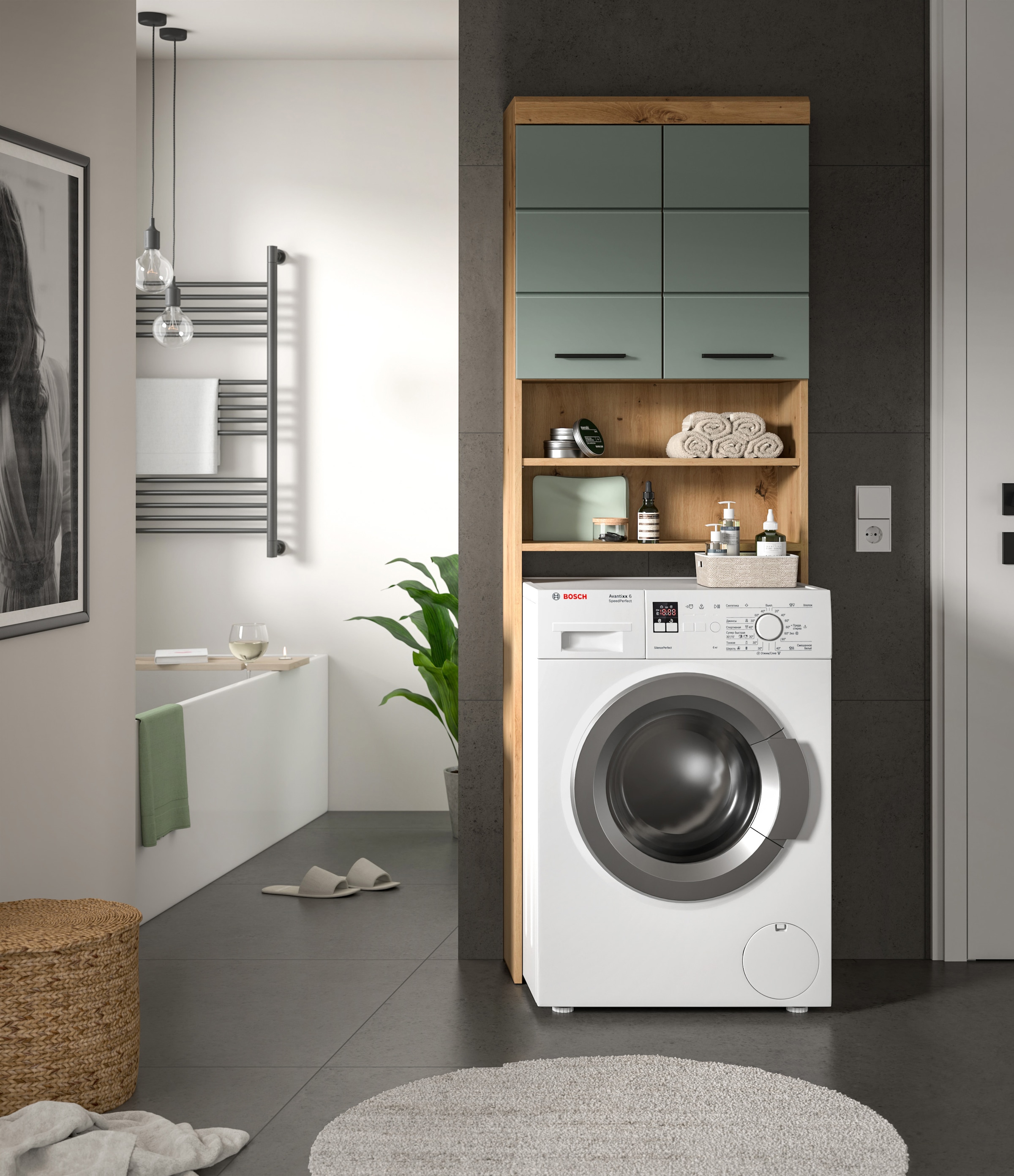 INOSIGN Waschmaschinenumbauschrank »SIENA, Breite 63cm, für Waschmaschine & Trockner, 2 Türen, MDF-Front«, (TOPSELLER!), in verschiedenen Farben, Überbauschrank, Umbauschrank, Badschrank