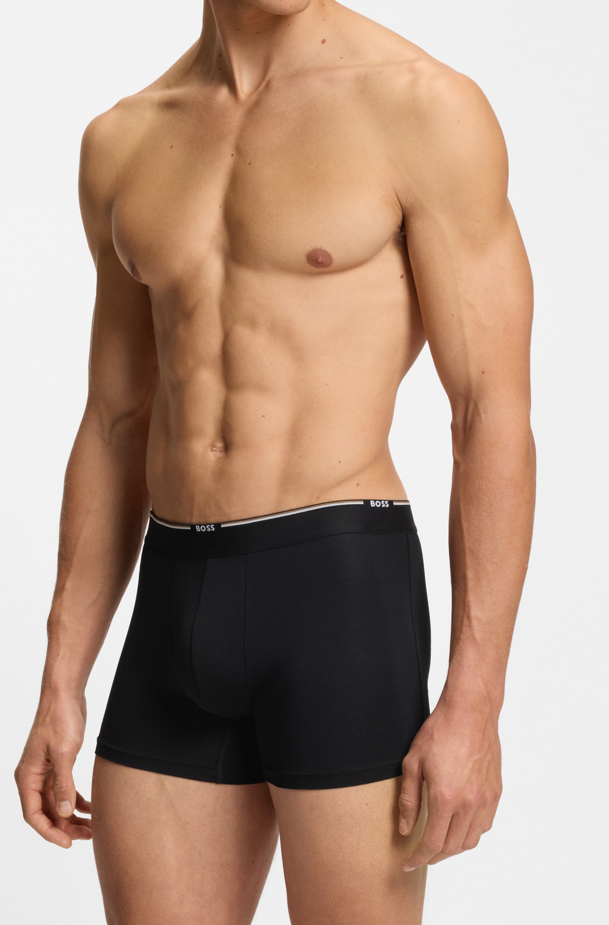 BOSS Boxer »Boxer Brief 3P Bamboo« Packung, 3 Stk. mit Logoschriftzug auf dem Bund