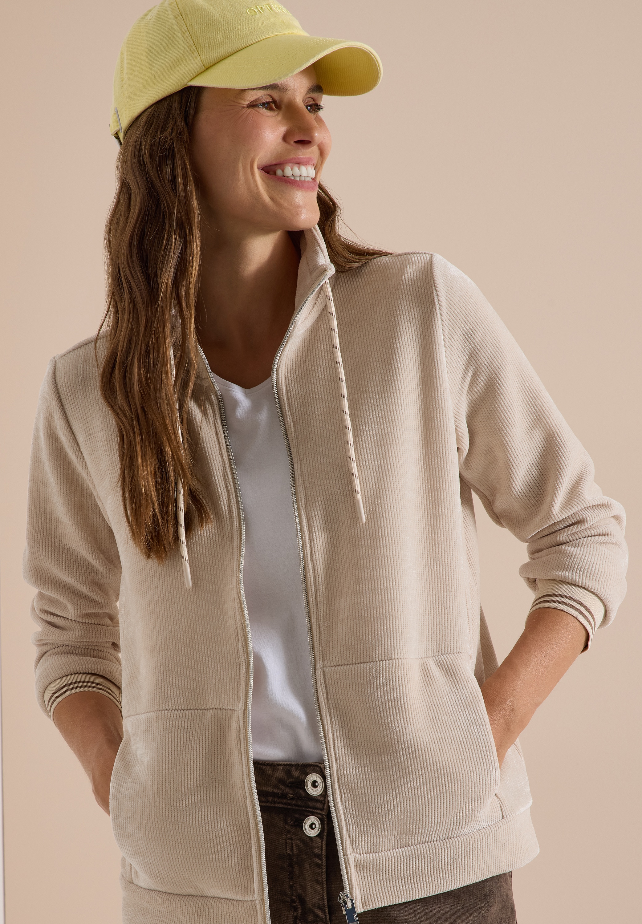 Cecil Sweatjacke Leichte Cordjacke mit Stehkragen