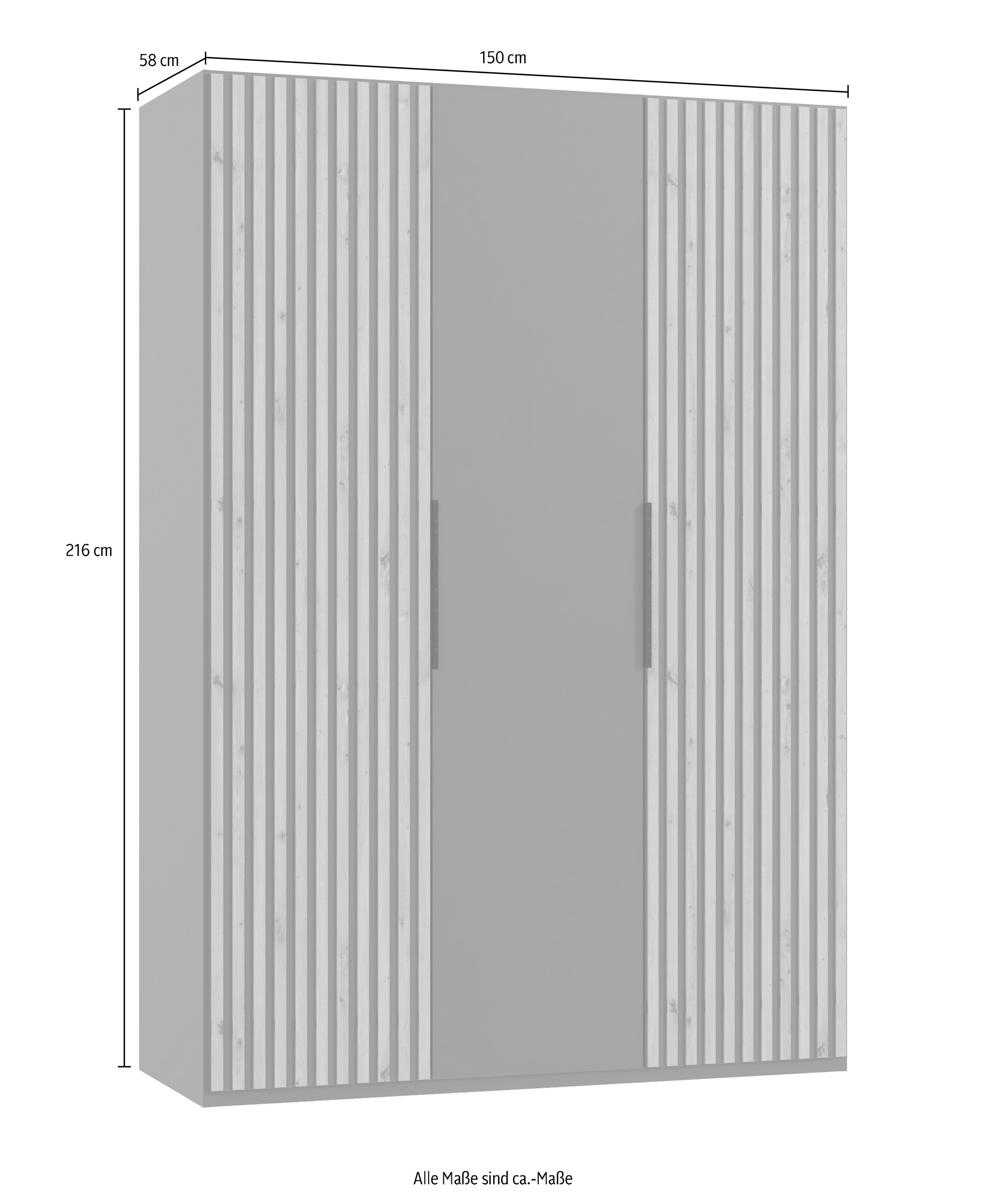 Wimex Drehtürenschrank »Andorra by fresh to go« Mit 3D-Leisten für Akustikpaneel-Optik