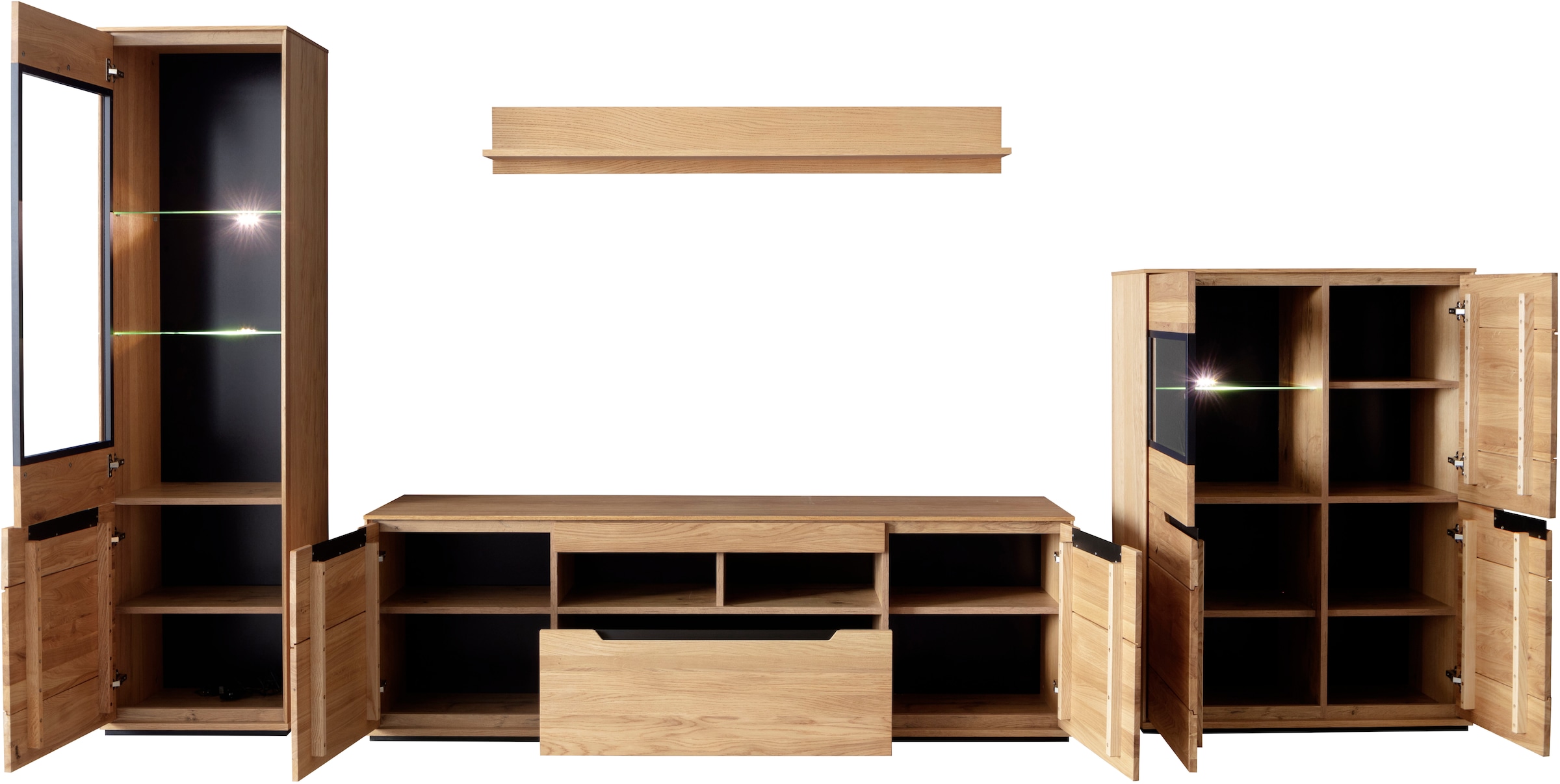 MCA living Meuble mural »Araya Wohnkombination II« Komplett-Set, optional: Glaskantenbeleuchtung, 4 cuis tlg.