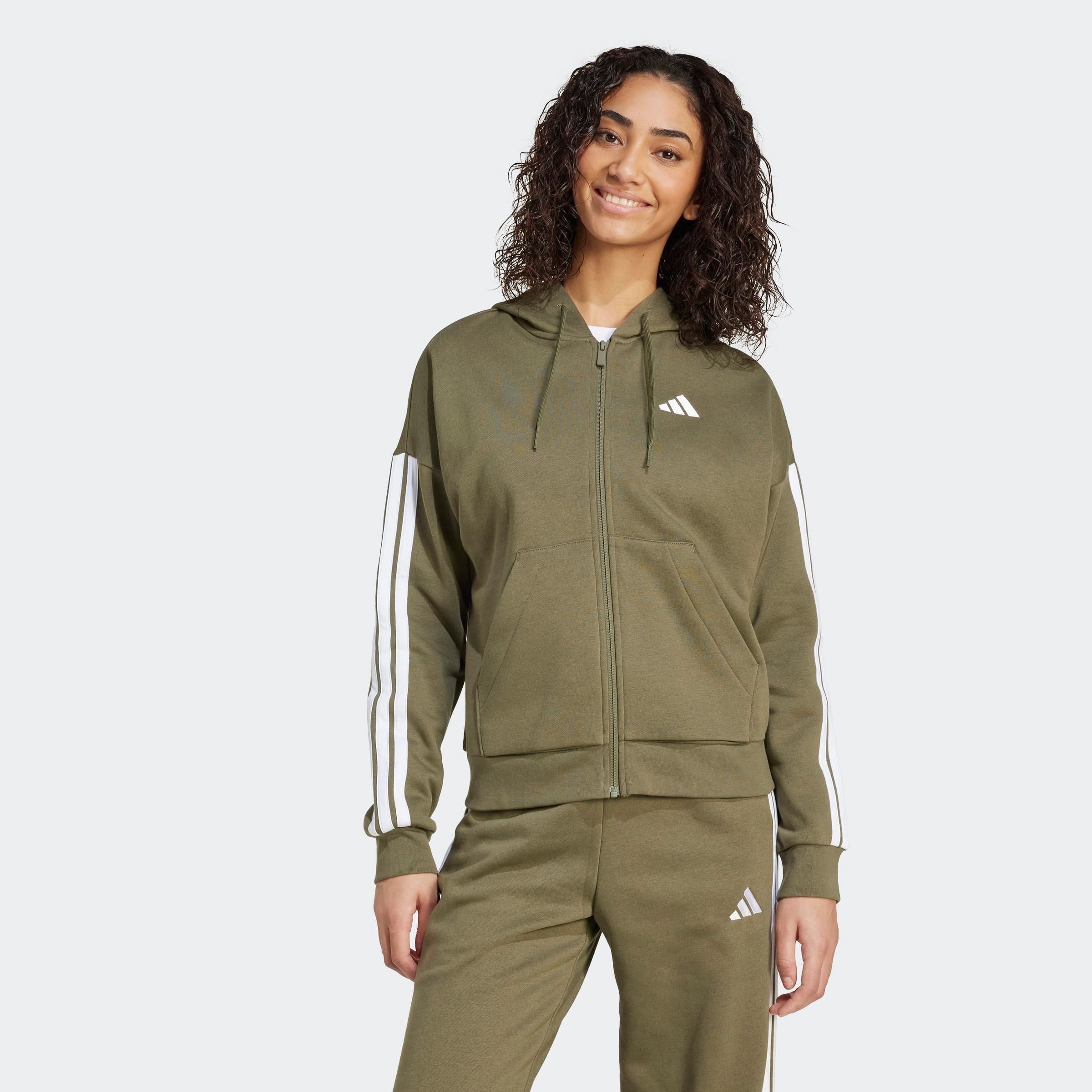 Image of adidas Sportswear Kapuzensweatshirt "ESSENTIALS 3-STREIFEN FULL-ZIP FLEECE"