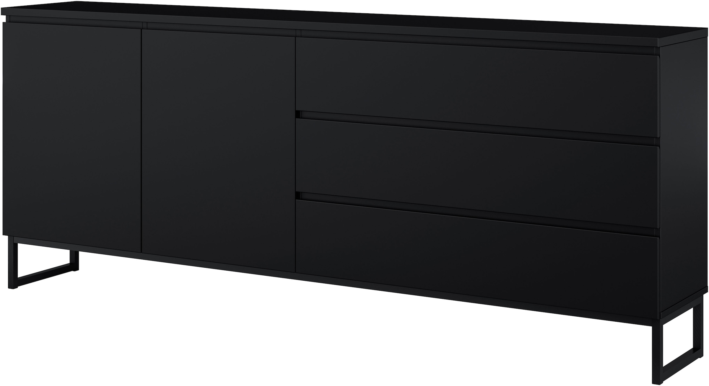 GOODproduct Buffet »Modo II, Breite 200 cm, moderne grifflose Kommode 2Türen/3 SK« commode à tiroirs avec beaucoup d'espace de rangement, étagères réglables, patins en métal