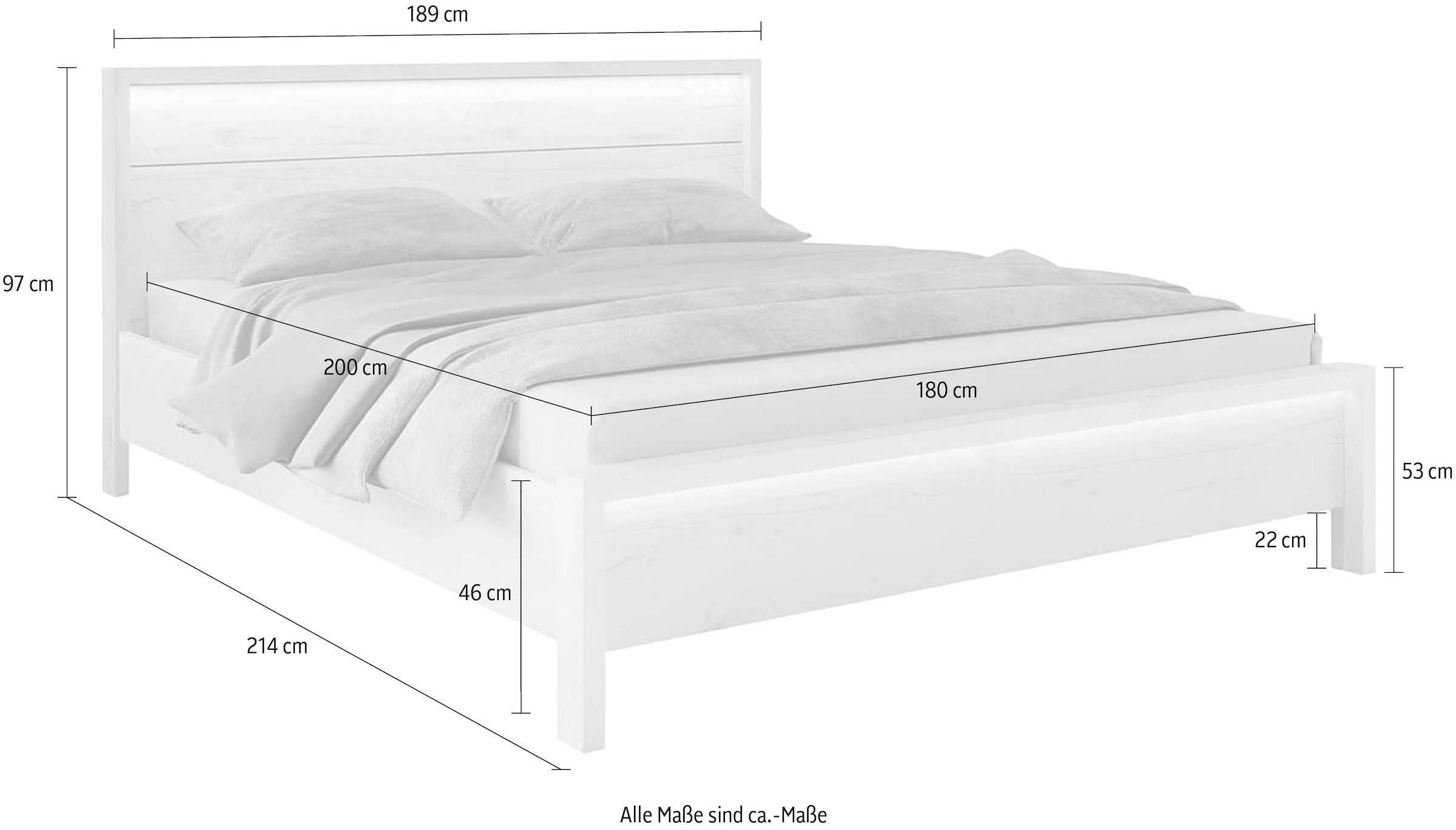 Home affaire Lit en bois massif »Moivre« inkl. LED-Beleuchtung