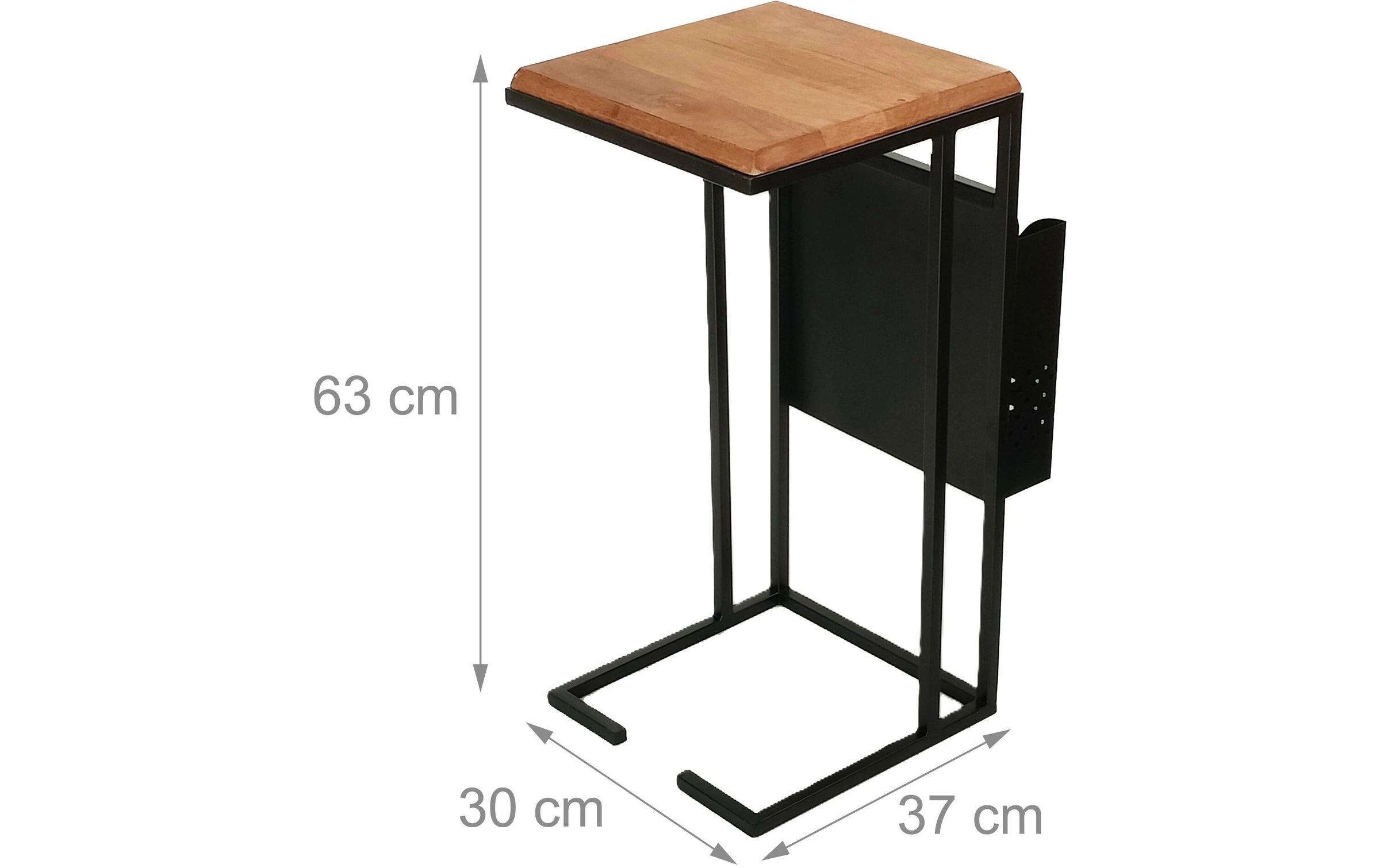 relaxdays Table d'appoint »in C-Form Mango 63 x 30« Couchtisch mit Zeitungsablage aus Mango Holz