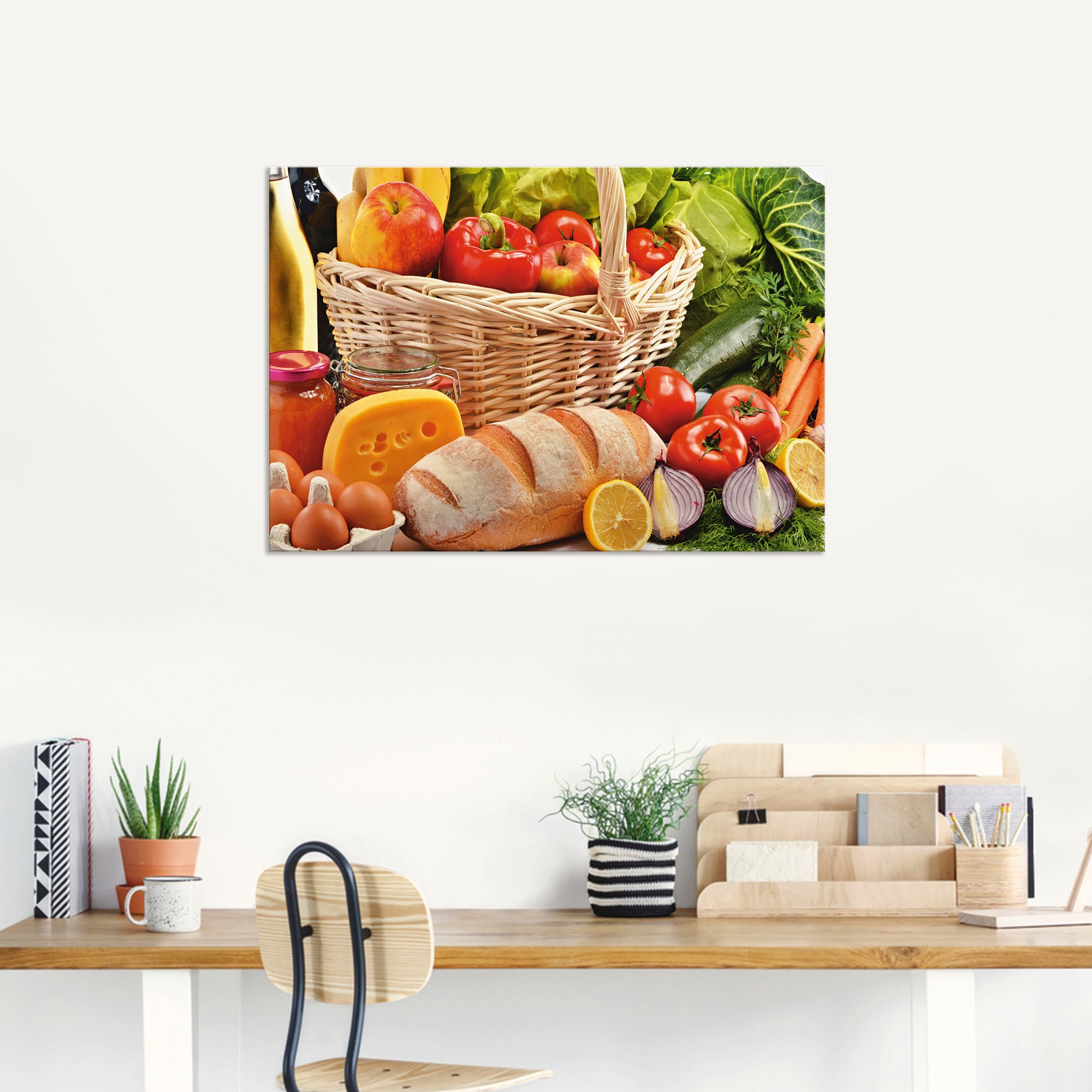 Artland Wandbild (1 acheter oder als - St.), Leben confortablement in und versch. Lebensmittel, Obst Gemüsekorb«, »Gesund Leinwandbild, Wandaufkleber Alubild, Grössen Poster