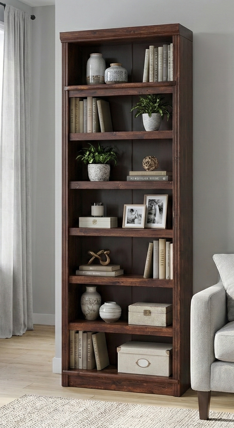 Image of GOODproduct Bücherregal "Soeren Regal mit teilweise variabel einsetzbaren Einlegeböden" aus massiver Kiefer mit 7 Fächer und 6 Einlegeböden