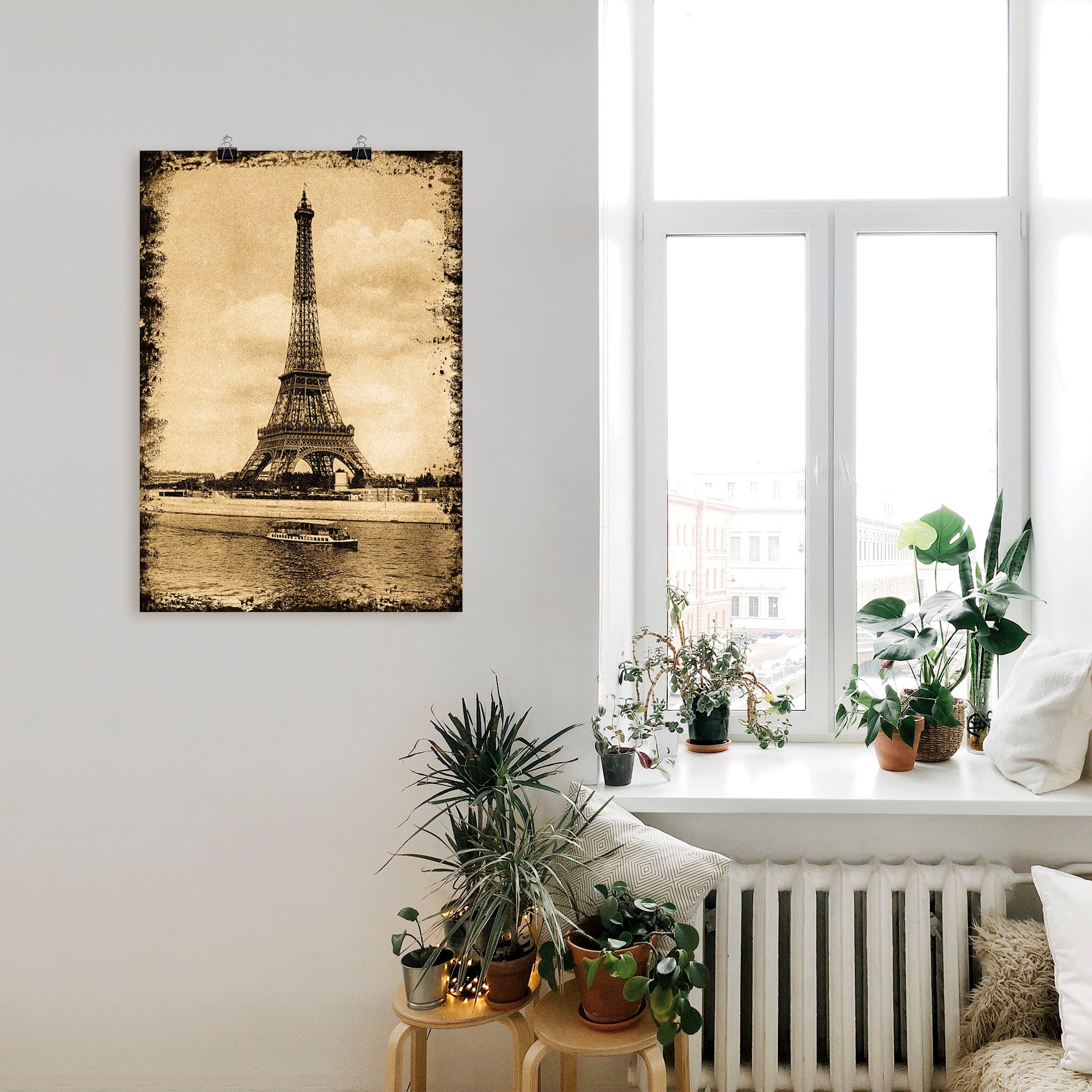 Artland Poster »Paris - Eiffelturm Vintage«, Gebäude, (1 St.), als Leinwandbild, Wandaufkleber oder Poster in versch. Grössen