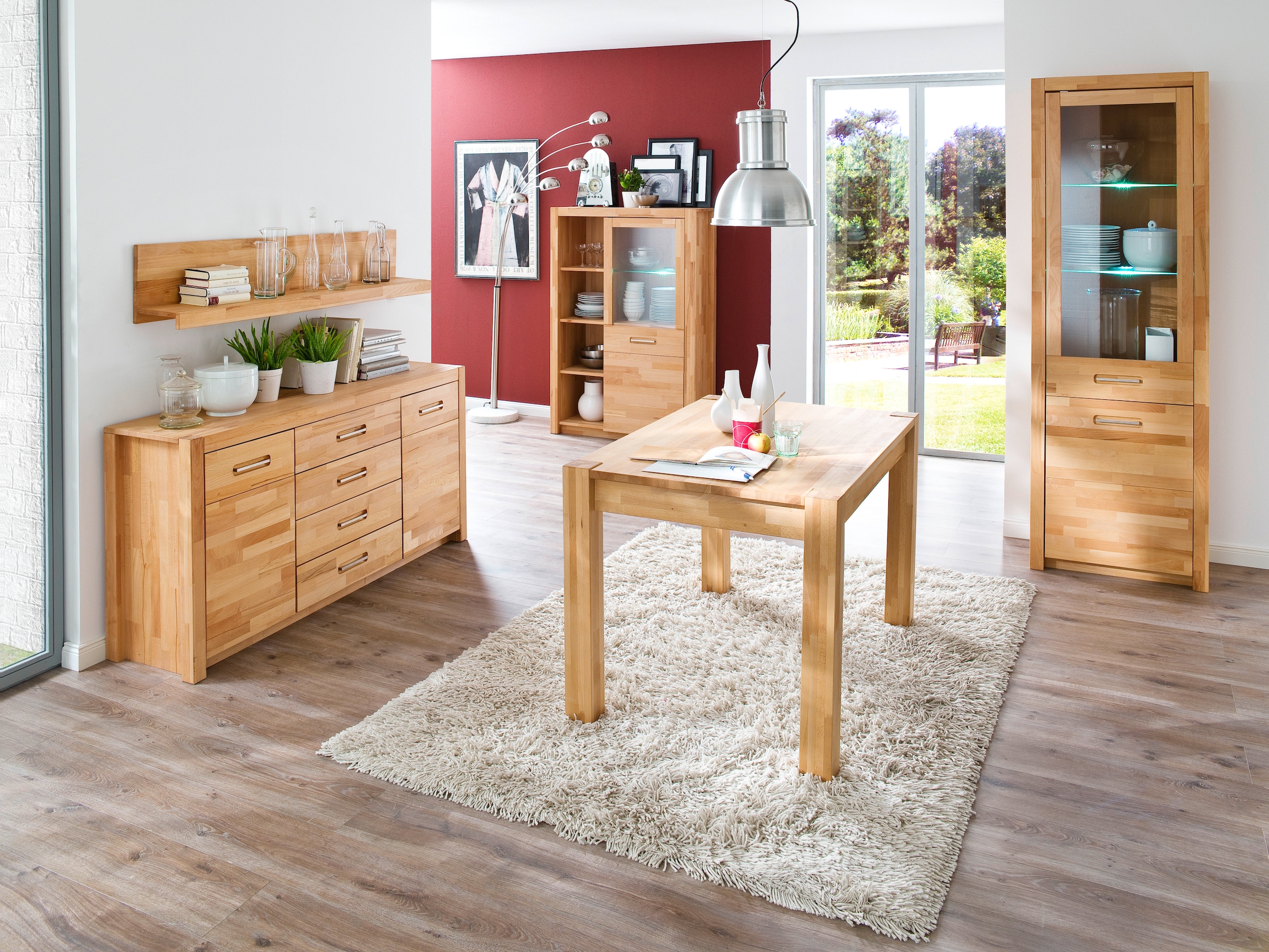 MCA living Wandboard »Fenja Wandpaneel, Wandregal, Regal, Regal mit Boden« 1 Stk. tlg. Massivholz, Kernbuche, 1 Boden mit Blende, Breite 150 cm