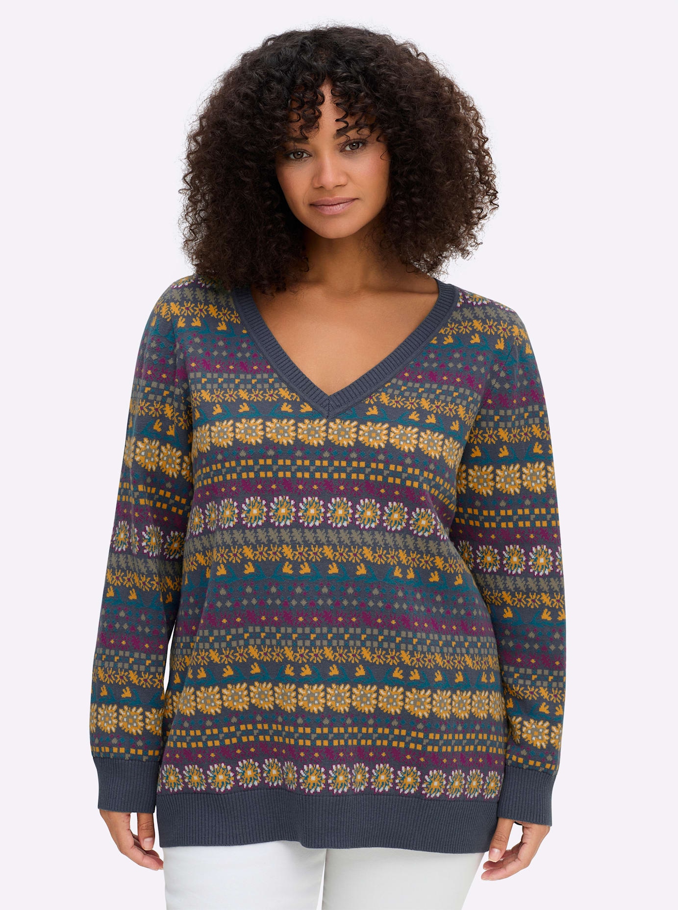Image of Sheego Jacquardpullover "Pullover"