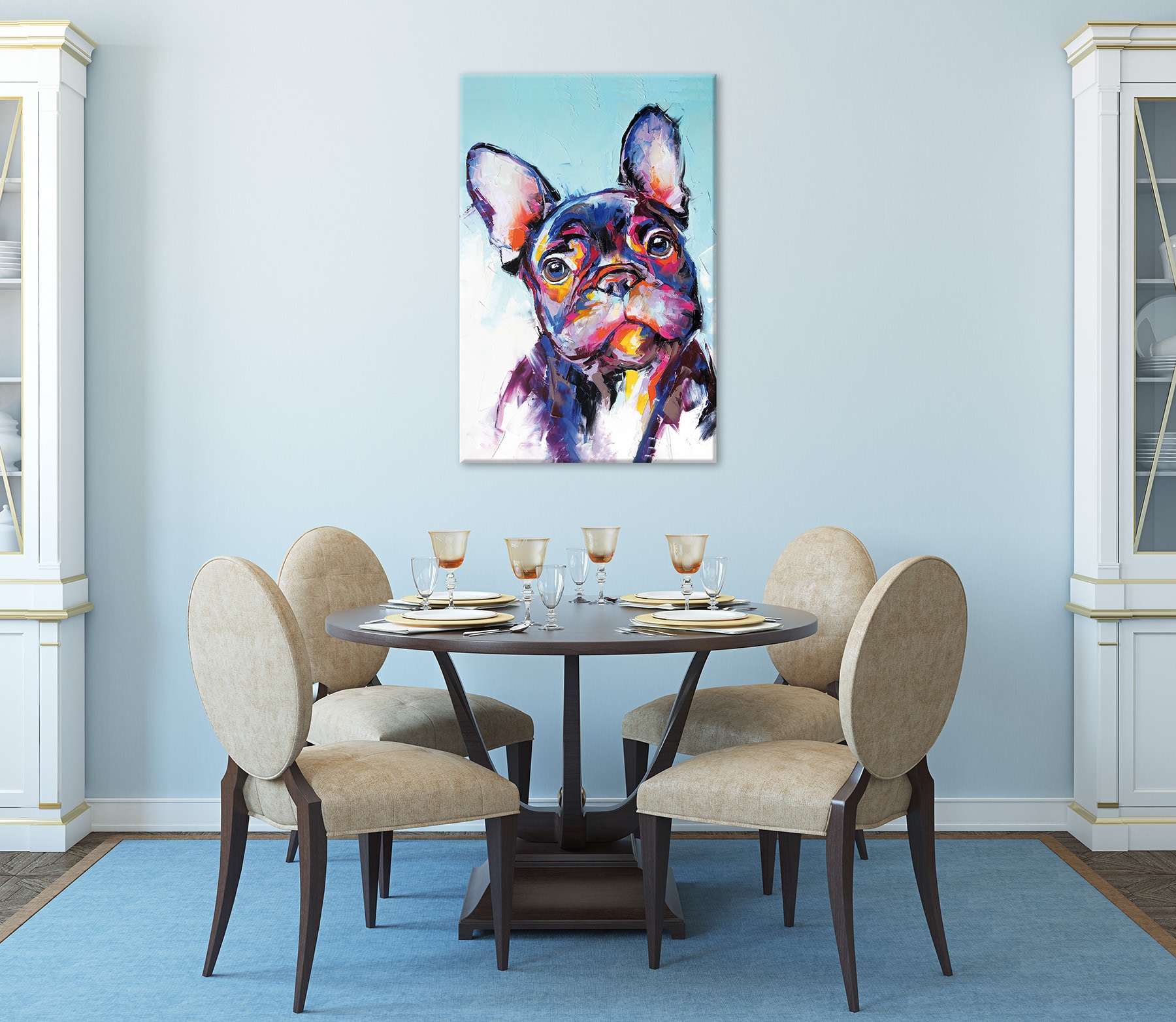 Bönninghoff Tableau sur toile »Wandbild BULLDOGGE 60x90 cm – Leinwandbild Keilrahmen Deko modern« 1 cuis tlg. tendu sur châssis