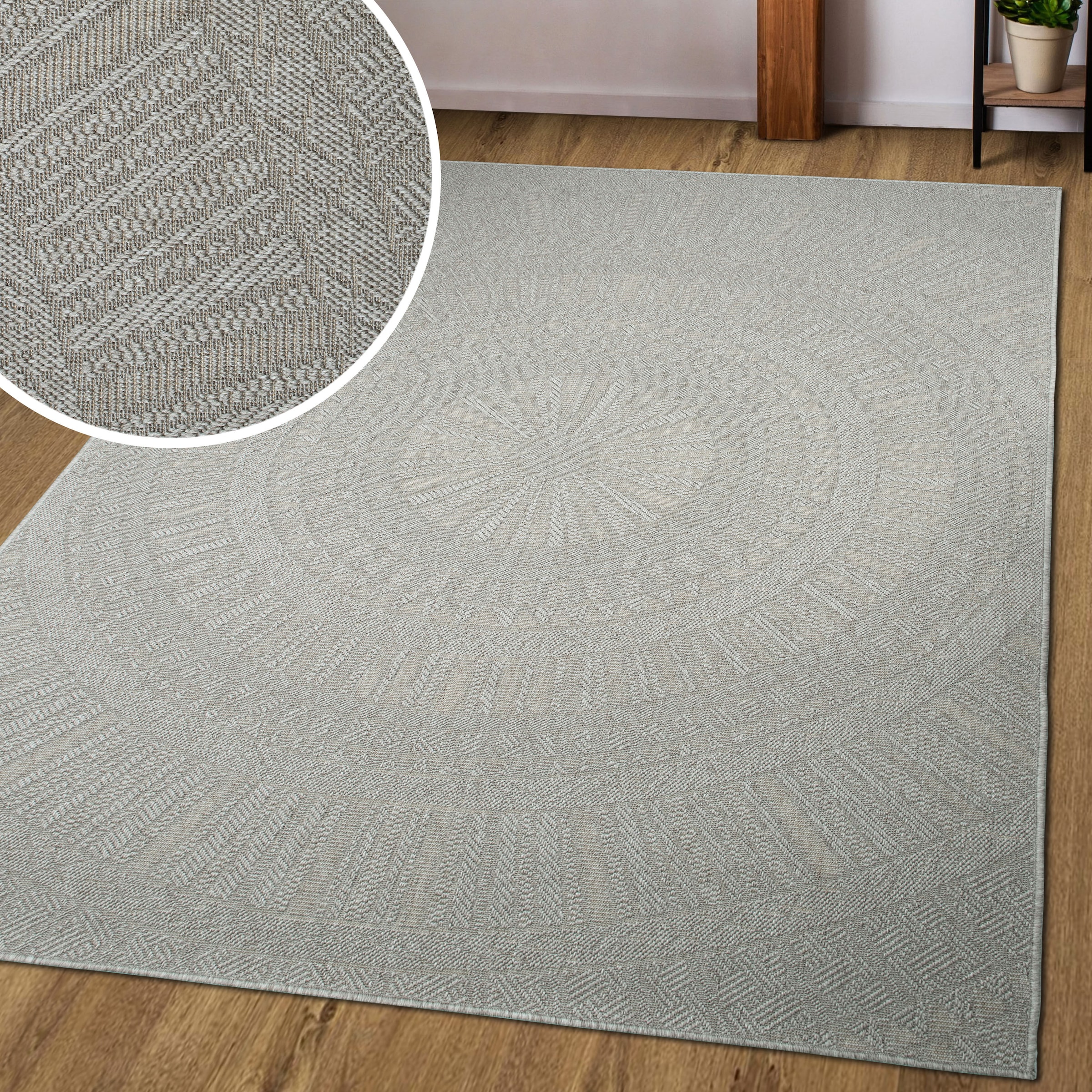 Bruno Banani Teppich »Solan, ethno, boho-inspiriert, In- und Outdoor geeignet« rechteckig 5 mm Höhe Mandala, Kreise, Küche, Wohnzimmer, Camping, Balkon