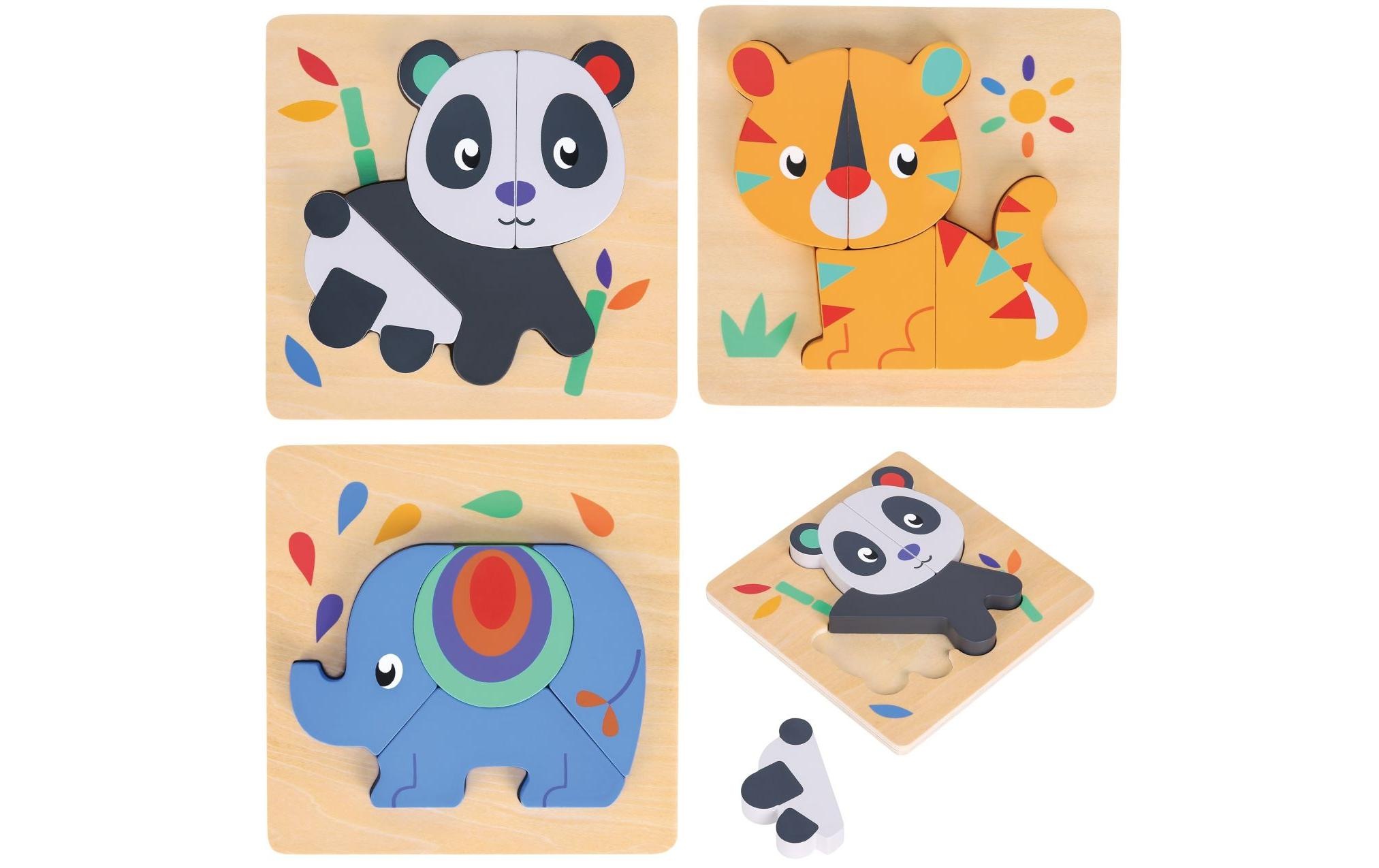 Lernspielzeug »Puzzle-Set mit Panda, Elefant, Giraffe«