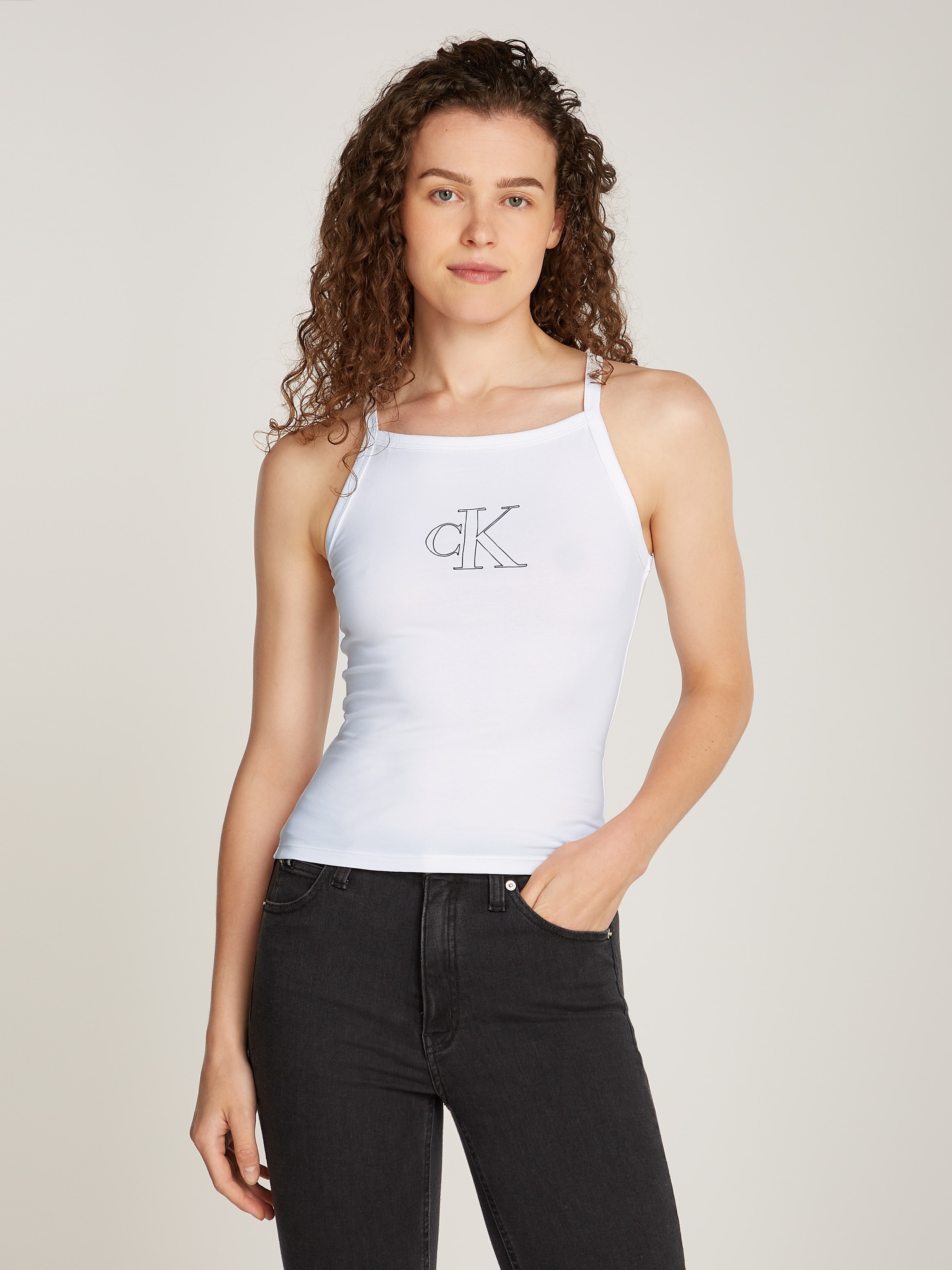 Spaghettitop »OUTLINED CK STRAPPY TANK«, mit Markenlabel