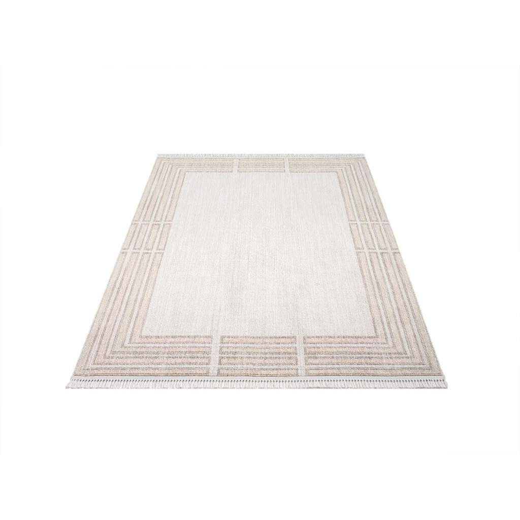 Carpet City Teppich »CLASICO 9068«, rechteckig, 11 mm Höhe, Läufer, Kurzflor, Hochtief-Muster, Boho, Fransen, Wohnzimmer