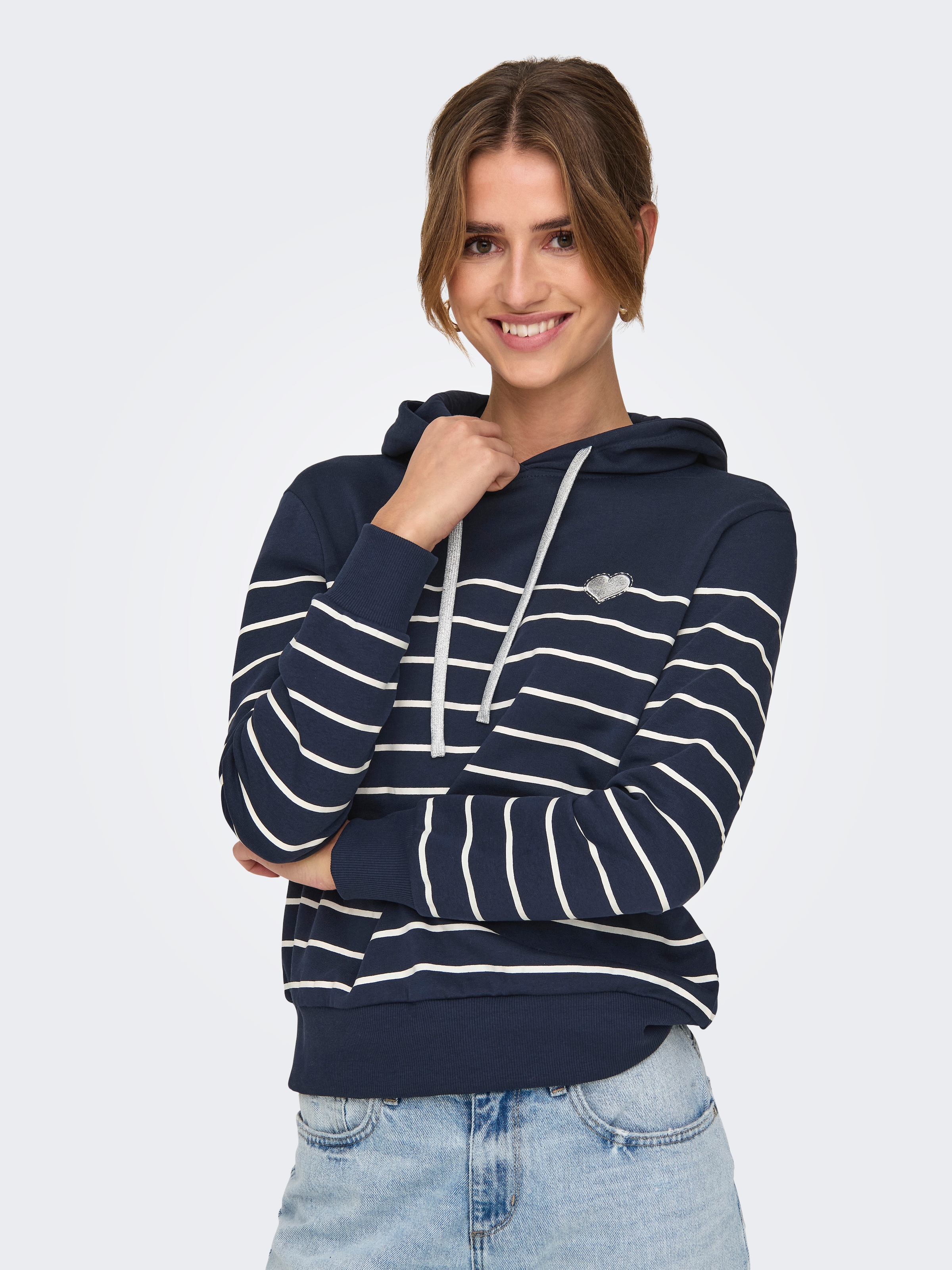 ONLY Kapuzensweatshirt »ONLADELLE L/S STRIPE HOOD SWT«