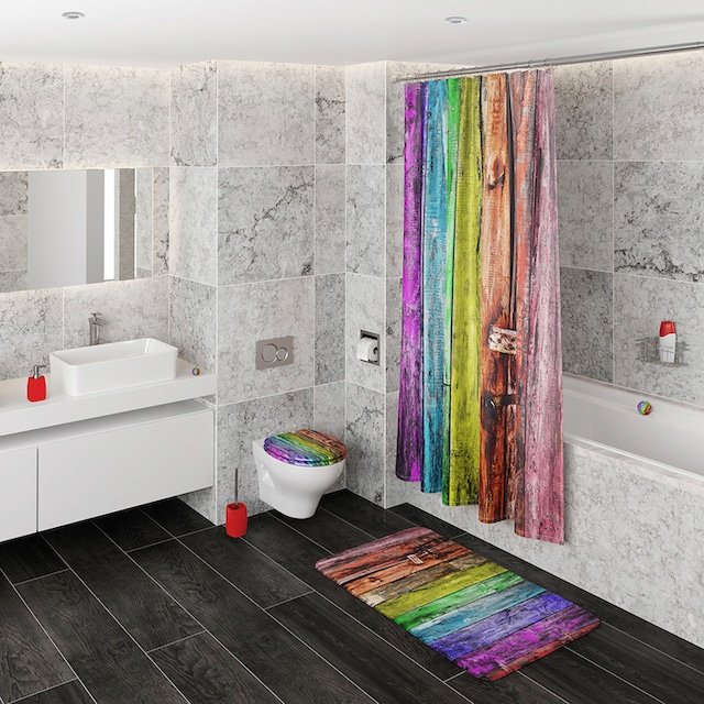 Trouver Sanilo Badaccessoire-Set »Rainbow«, (Komplett-Set, 3 tlg.),  bestehend aus WC-Sitz, Badteppich und Waschbeckenstöpsel sur