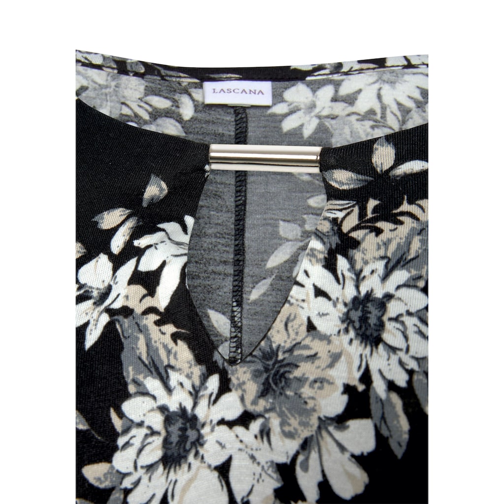 LASCANA Longshirt, mit dezentem Blumendruck, Shirtkleid mit weiten Ärmel