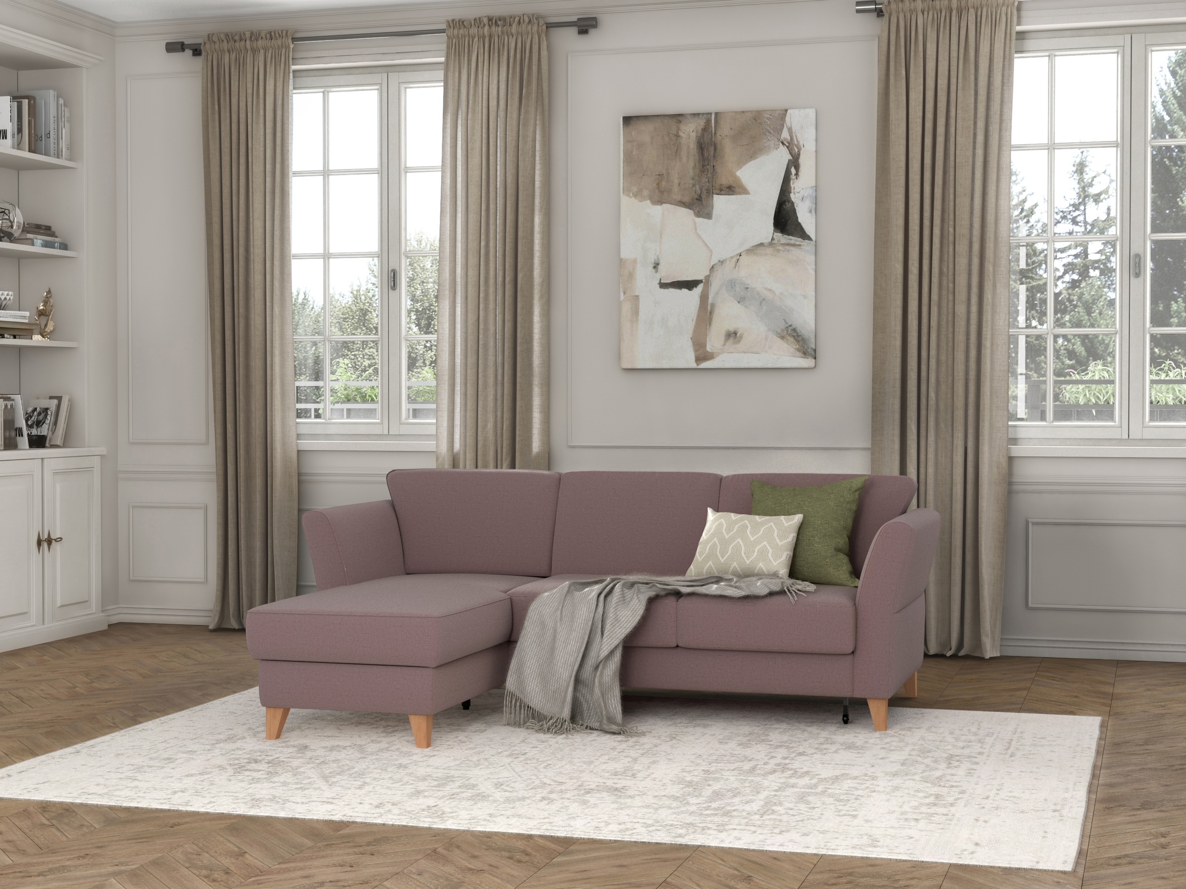 sit&more Ecksofa »Visby L-Form«, Wahlweise mit Bettfunktion und Bettkasten, frei im Raum stellbar