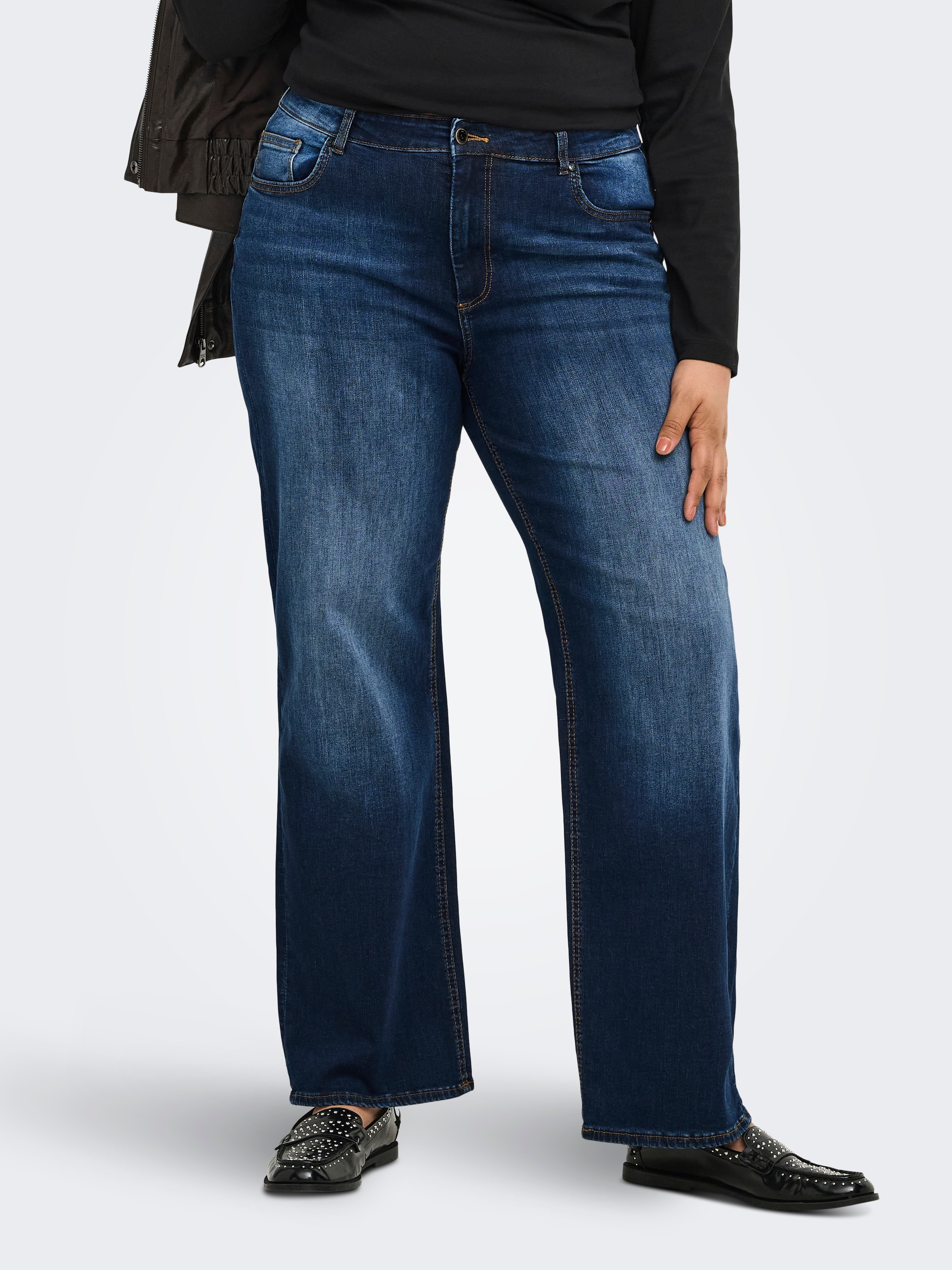 Image of ONLY CARMAKOMA High-waist-Jeans "CARWILLY HW WIDE DNM TAI081 NOOS" Baumwollmischung, High Waist