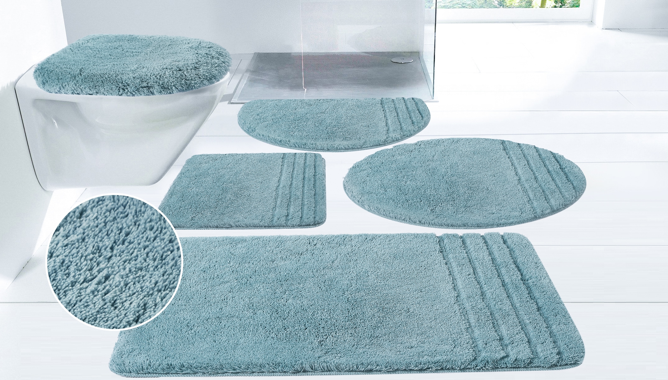 Möve Tapis de bain »Loft, Badvorleger, Badezimmer Teppich« Höhe 30 mm Badteppich, Badematten auch als 2 teiliges Set & rund