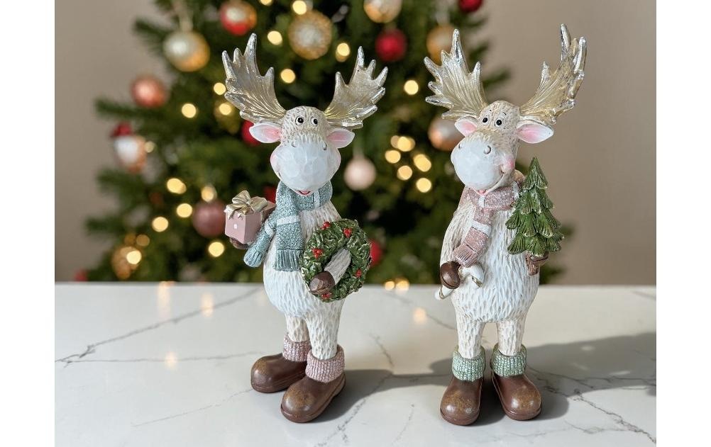 Dameco Figurine de Noël »Weihnachtsfigur Elch, 9 x 13.5 x 28 cm, 2er Set«