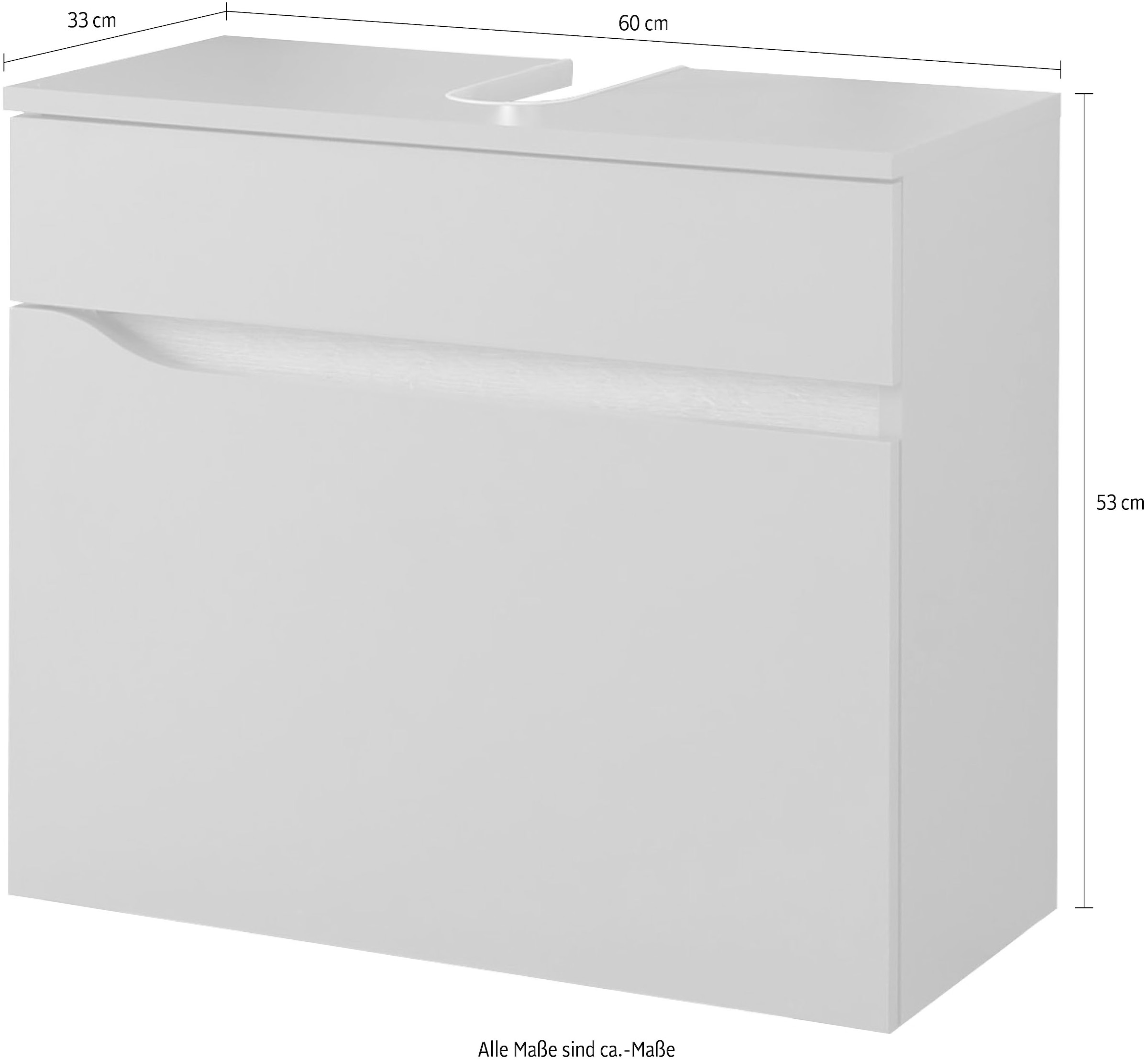 Saphir Waschbeckenunterschrank »Quickset Unterbeckenschrank, 60 cm breit, 1 Schublade« Waschbeckenschrank mit Siphonausschnitt, ohne Waschbecken, grifflos
