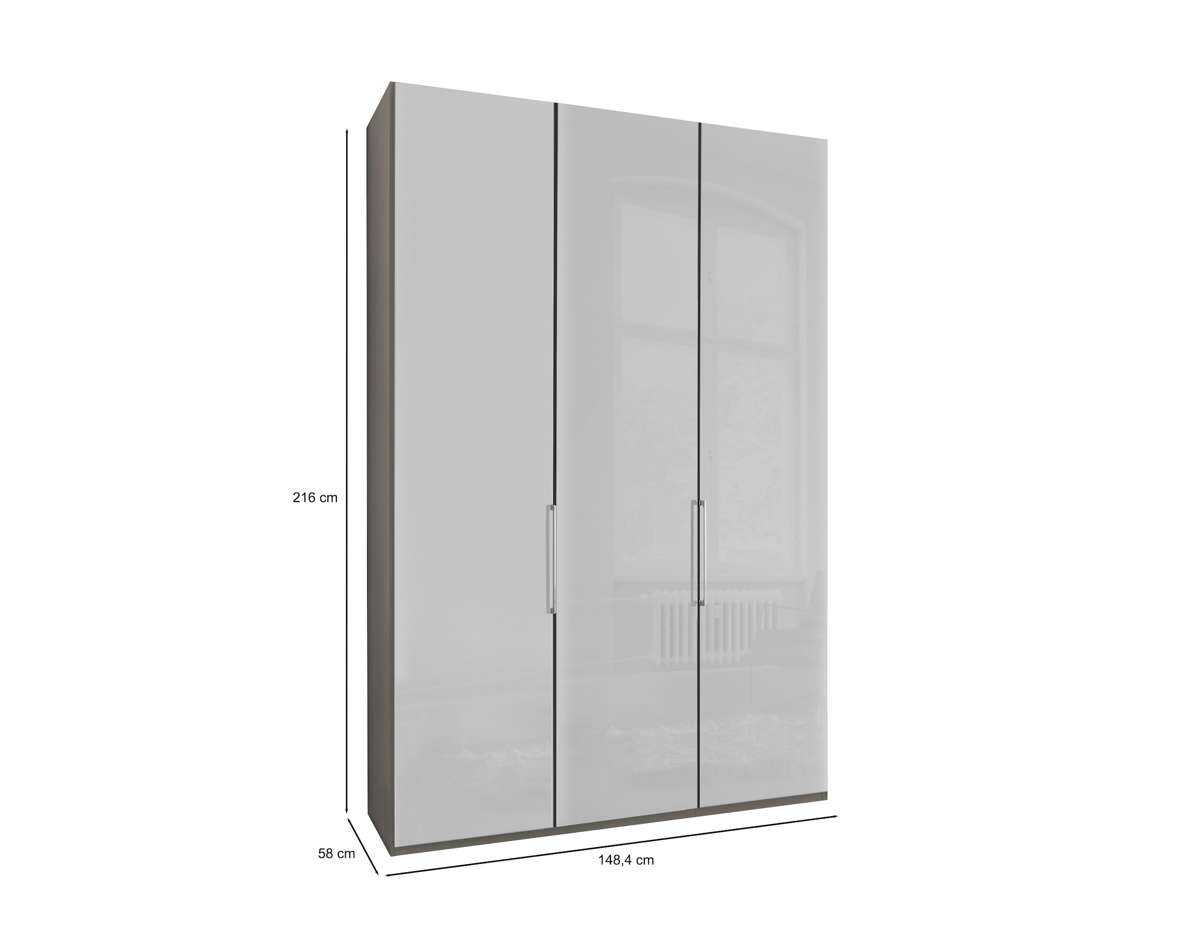 WIEMANN Kleiderschrank »Monaco, Made in Germany, edle Glasfront, in verschiedenen Farben,« hochwertige Beschlägen inkl. Dämpfung