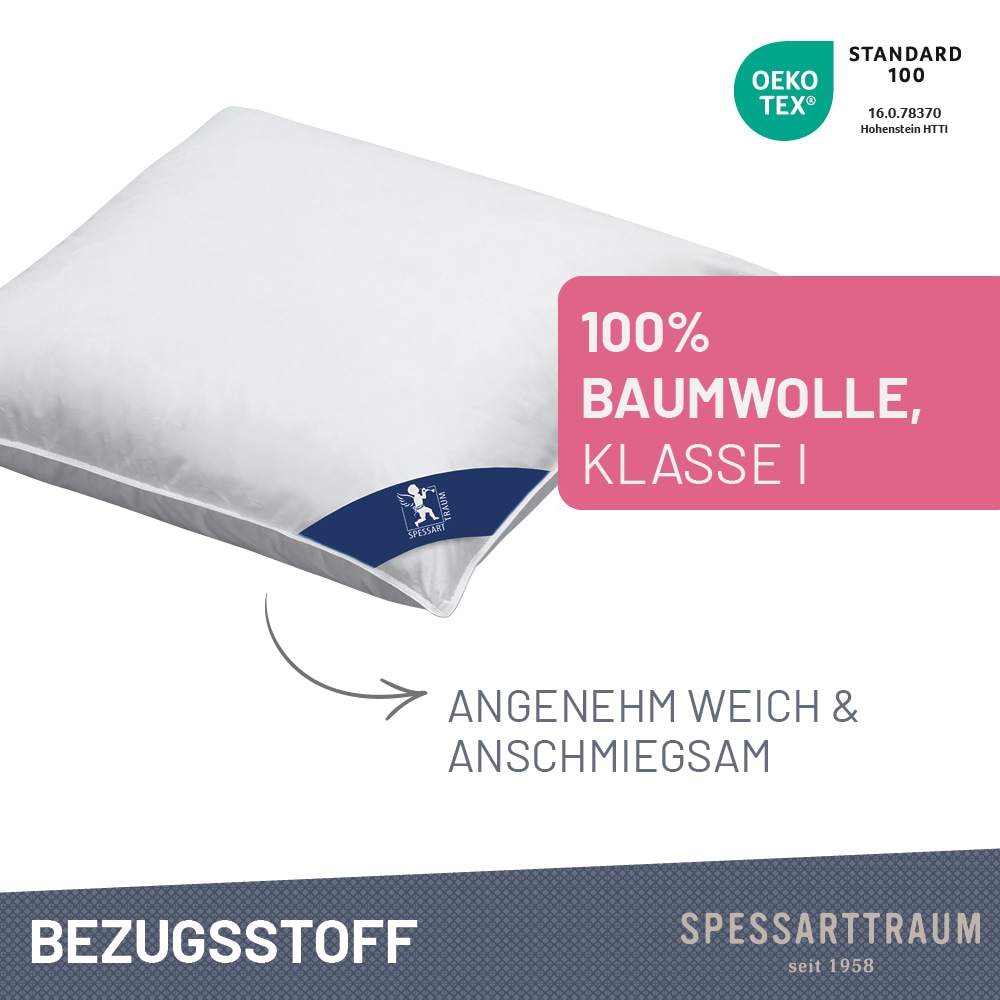 SPESSARTTRAUM Federkissen »FIRST CLASS, Kopfkissen 1-tlg. oder  2-tlg. 40x80 oder 80x80 cm« Füllung: 100% Federn 1 Stk. tlg. hergestellt in Deutschland, allergikerfreundlich, im Set günstiger