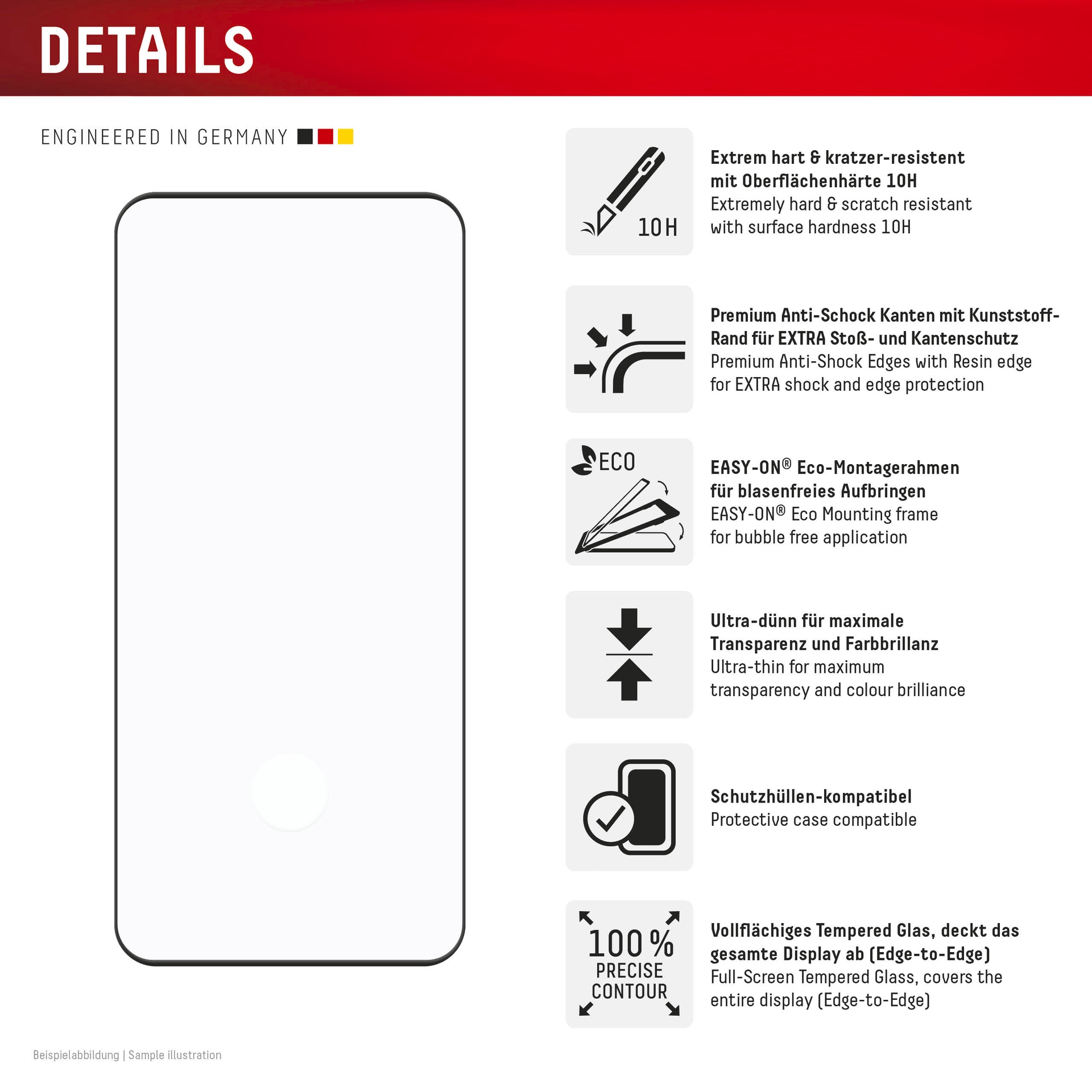Displex Verre de protection d'écran »Premium Glass Screen Protector (Full Cover)« für Xiaomi 15 Pro Displayschutzfolie, Schutzfolie, Bildschirmschutz, kratz- & stossfest