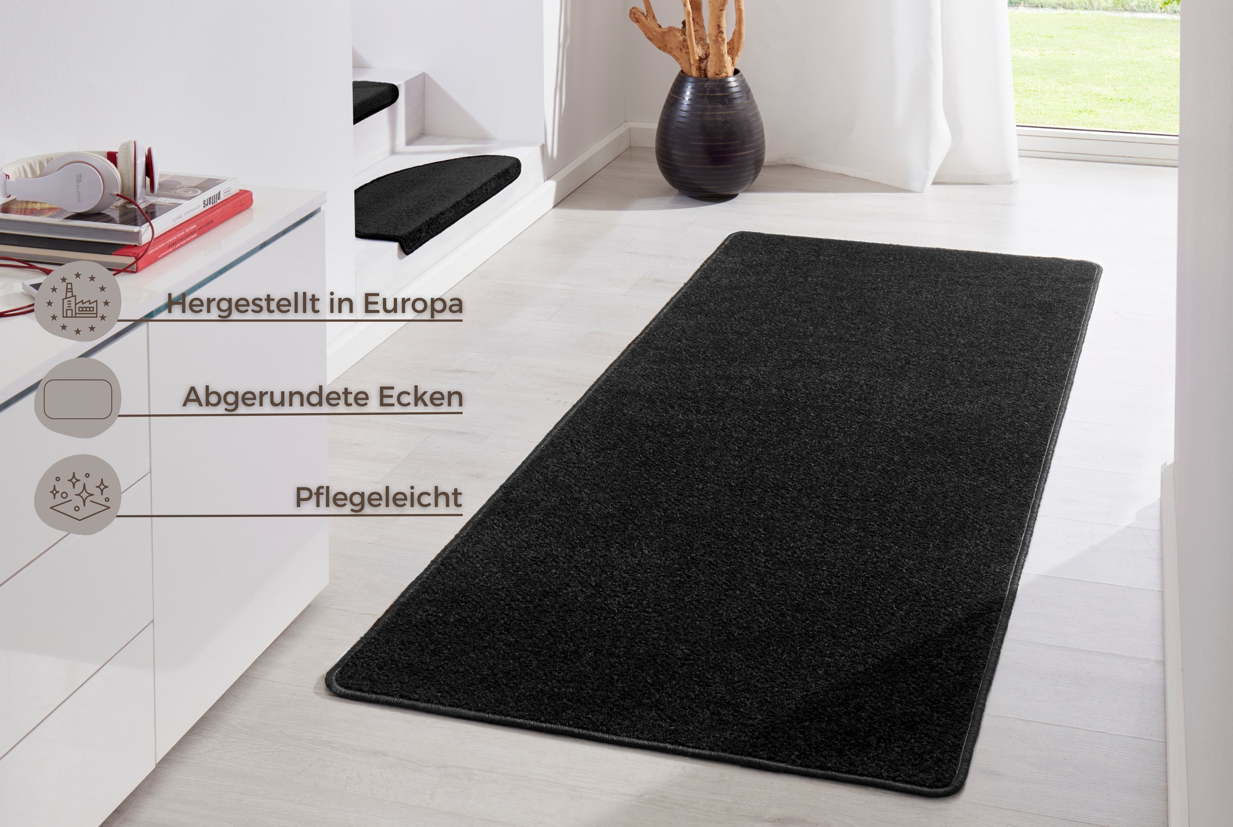 HANSE Home Teppich »Fancy«, rechteckig, 7 mm Höhe, Kurzflor, Läufer, uni, gekettelt, Wohnzimmer, Schlafzimmer, Esszimmer