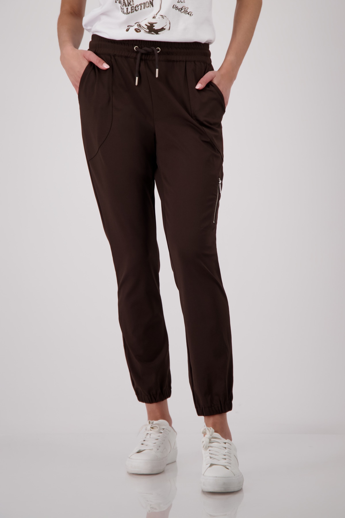 Image of Monari Jogger Pants "Hose Jill Basic" Regular fit mit Reissverschlusstasche