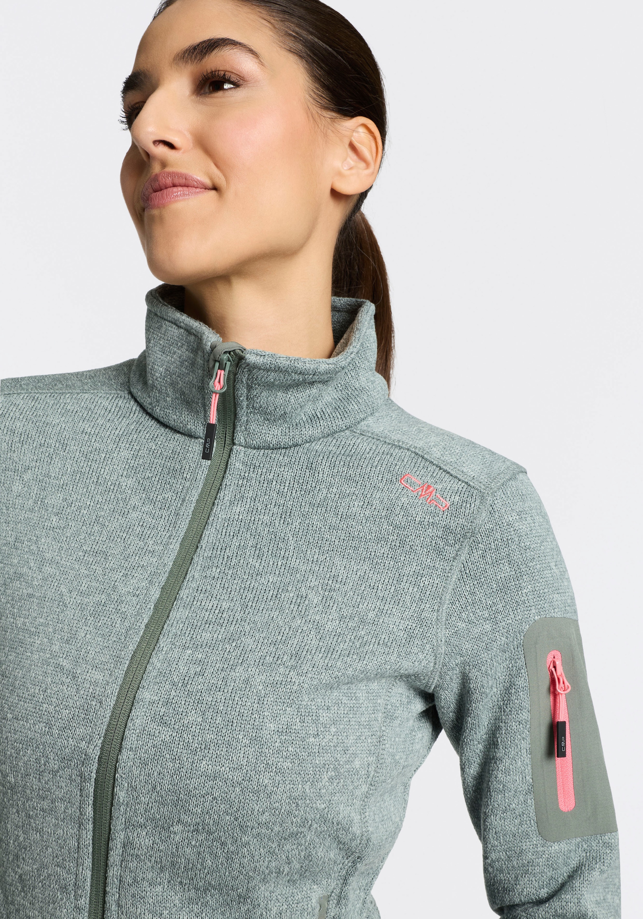 CMP Veste en laine polaire »KNITTED MELANGE FLEECE WOMAN JACKET« Wärmeisolierend & Schnell trocknend & Atmungsaktiv, Übergangsjacke