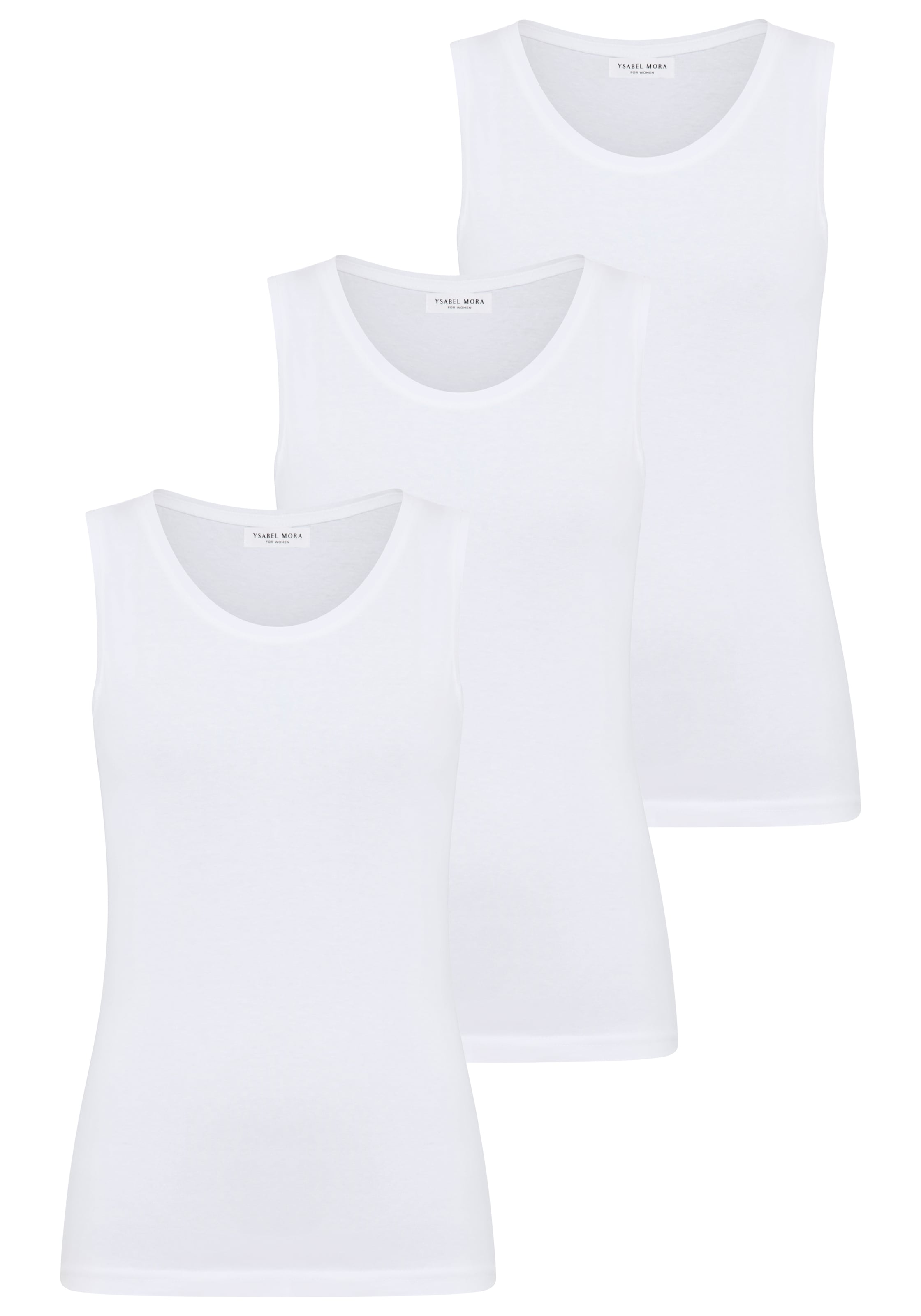 Image of YSABEL MORA Tanktop 3er Pack, breite Träger, weich, elastisch, Baumwollmix