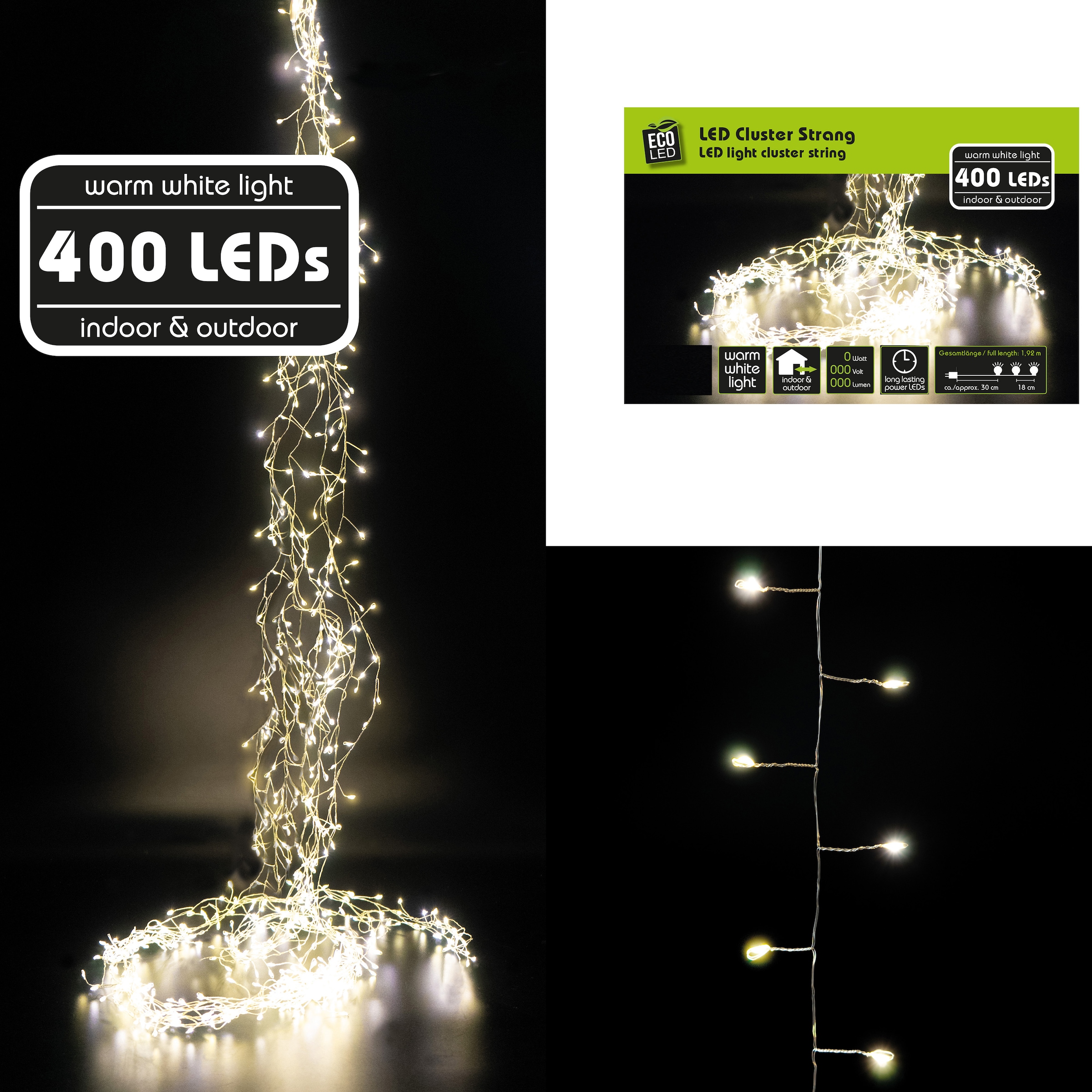 NOOR LIVING LED-Lichterkette »Weihnachtsdeko aussen«, mit 400 warmweissen LED's