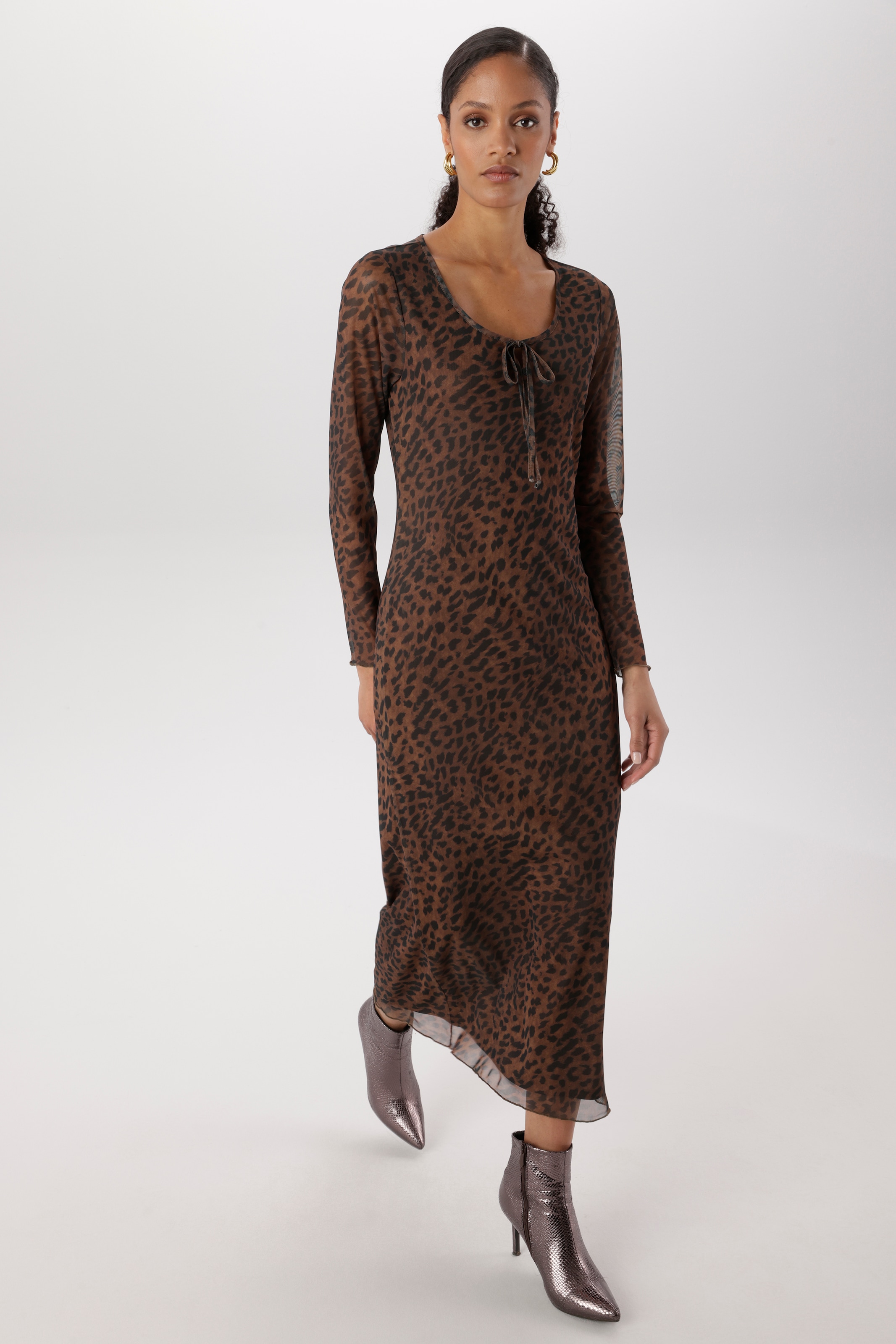 Image of Aniston SELECTED Midikleid In Mesh-Qualiät und im angesagten Animal-Print - NEUE KOLLEKTION