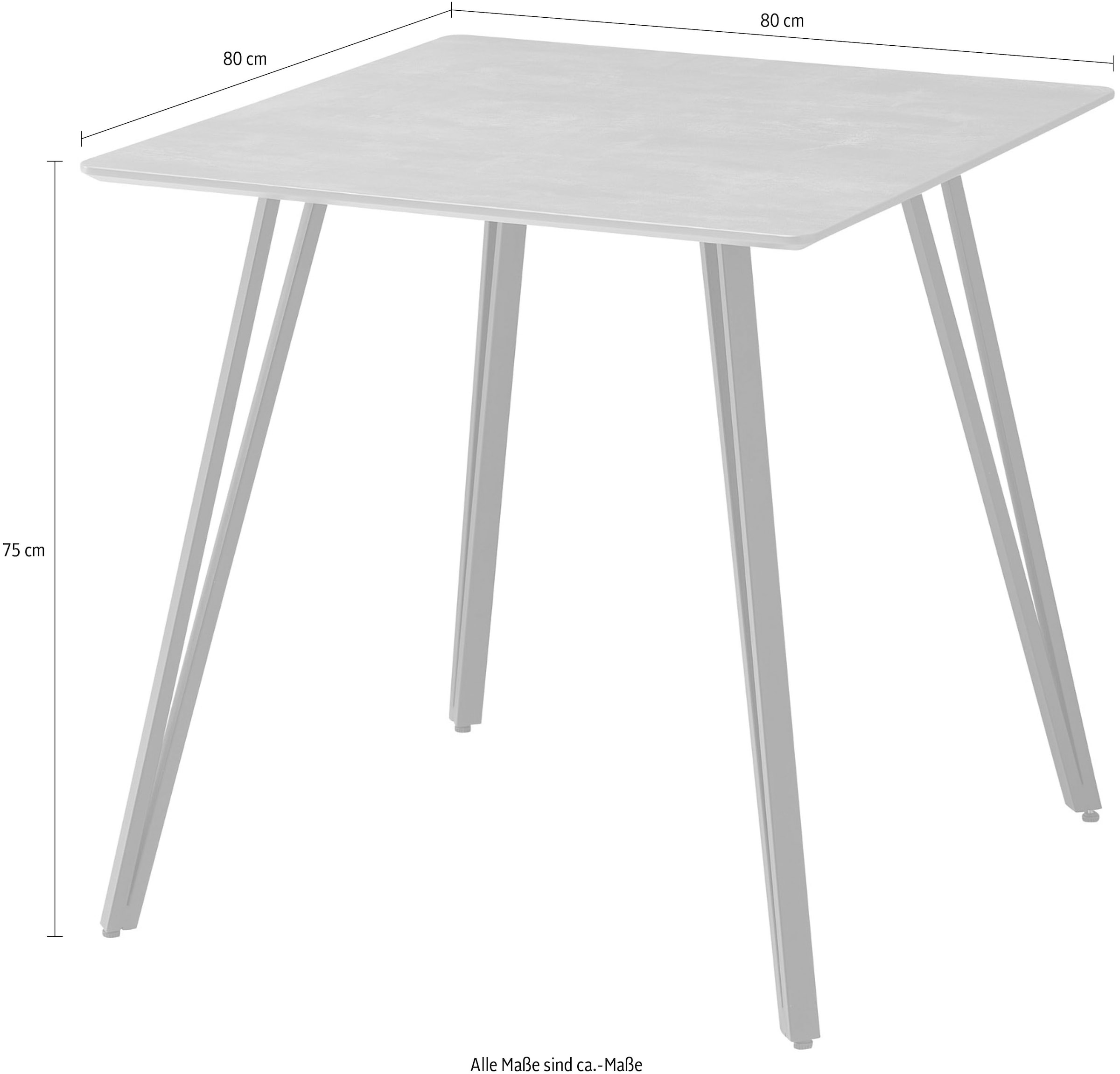 Stolkom Table de salle à manger »Fieteni Esstisch B/H/T 80x75x80 cm« 1 cuis tlg. Schweizer Kante, pulverbeschichtet