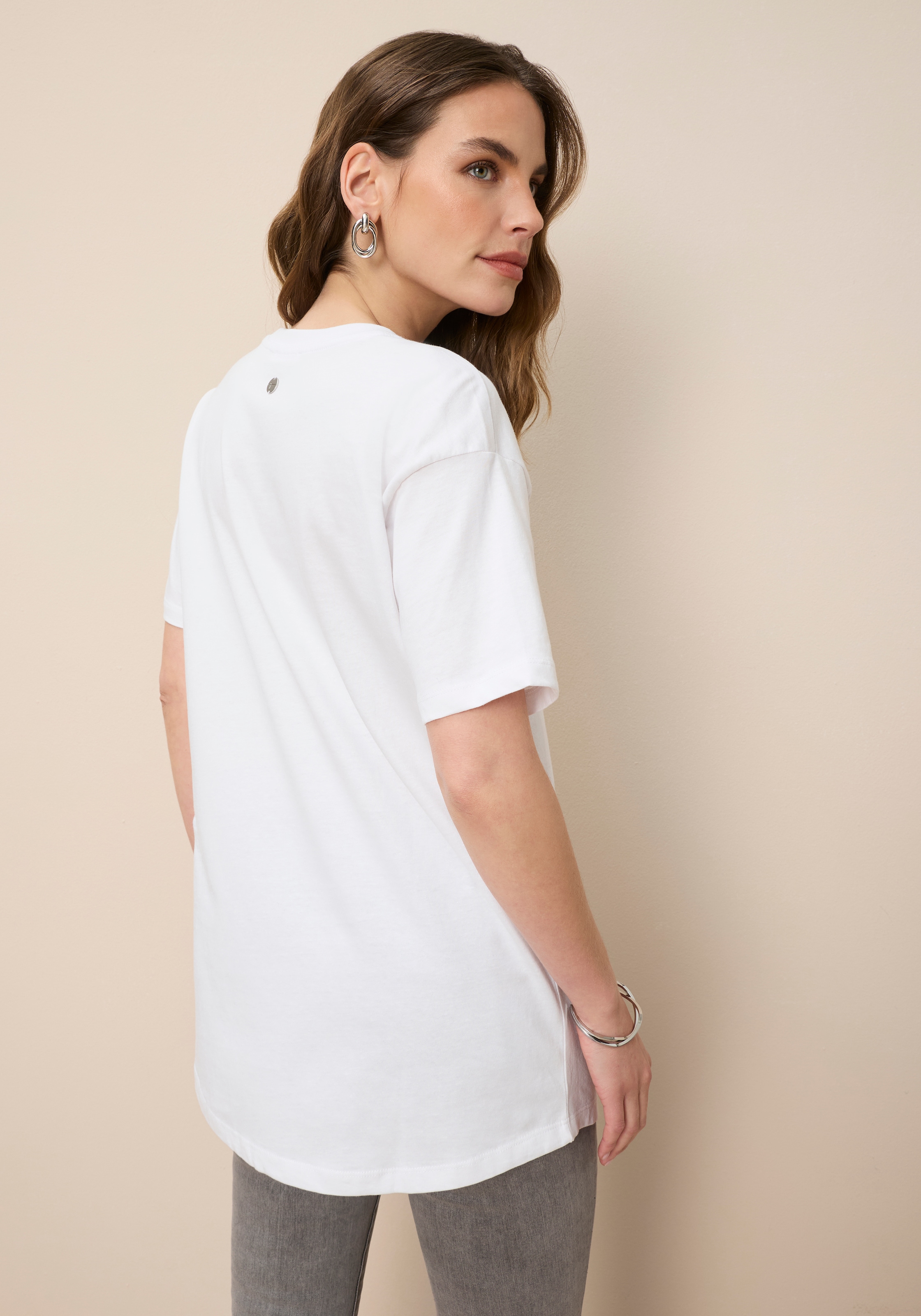 Tamaris T-shirt oversize in Longform mit abgerundetem Saum