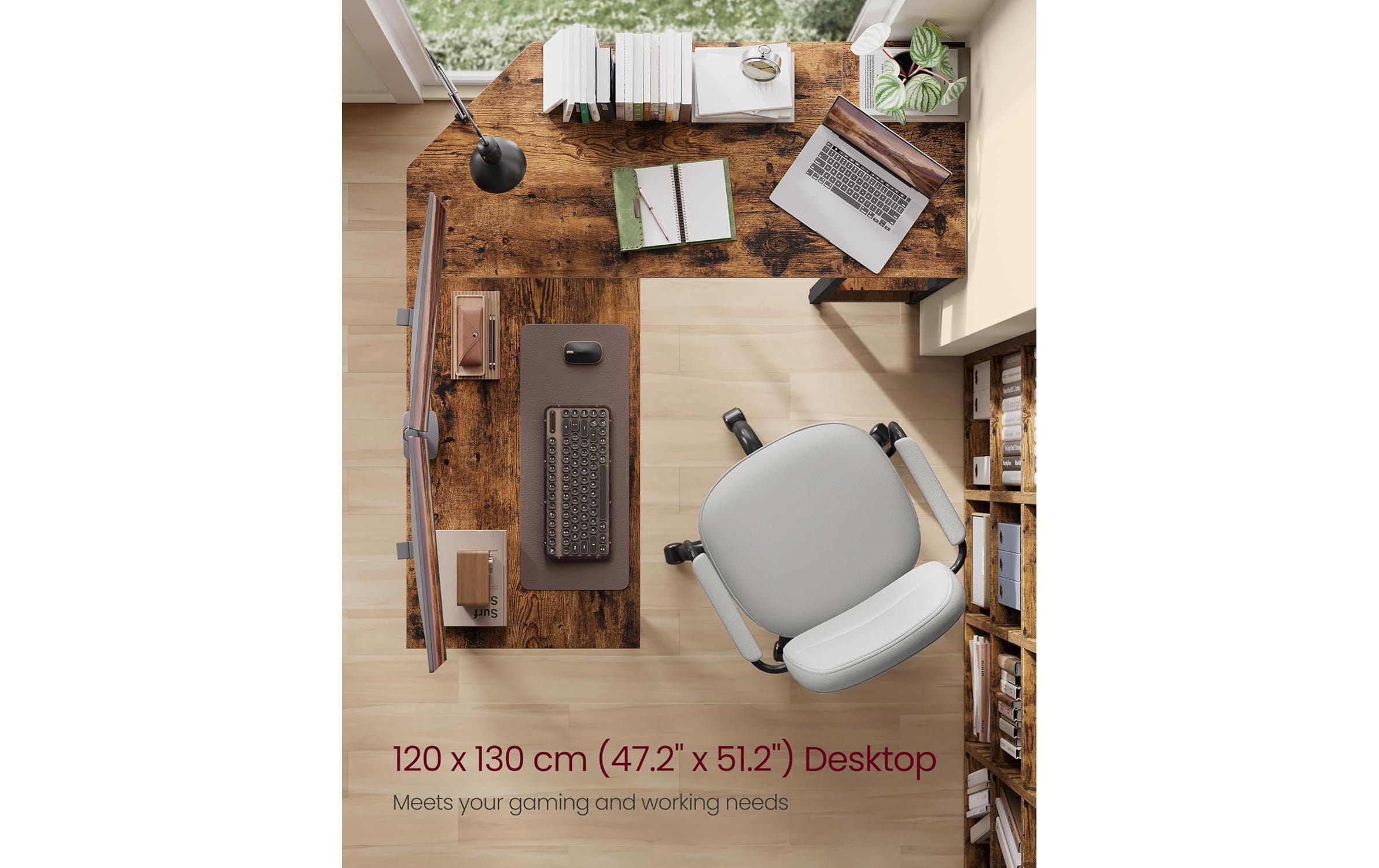 VASAGLE Bureau »in L-Form 120 x 130 x 76 cm«